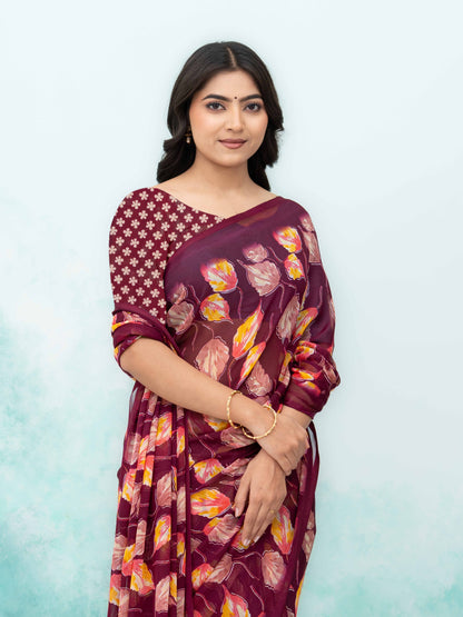 Purple Chiffon Saree