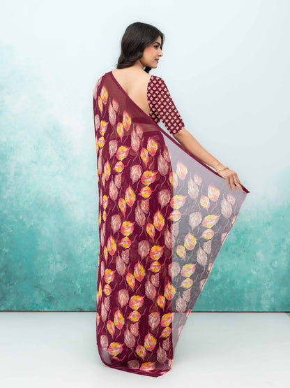 Purple Chiffon Saree