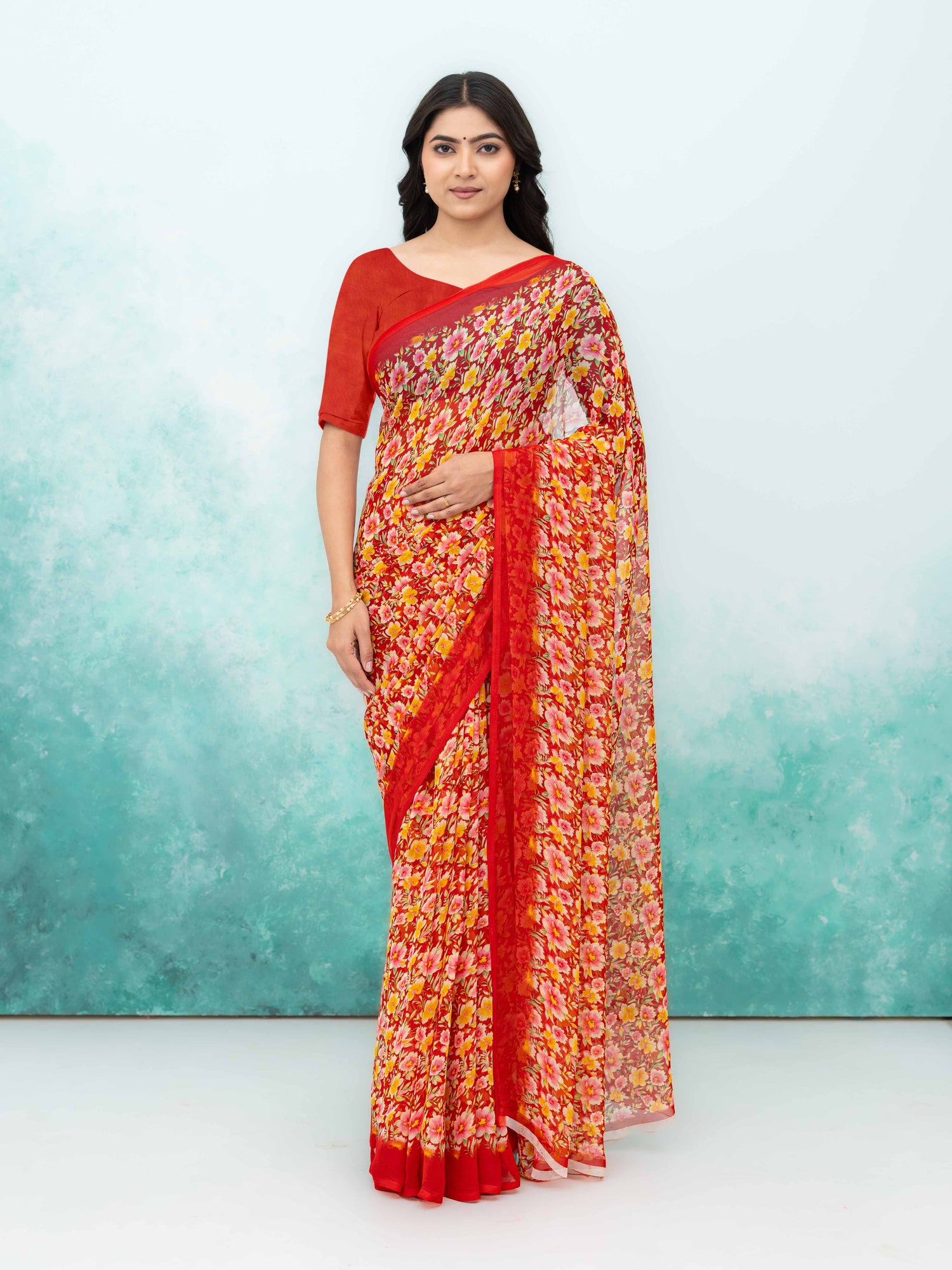 Red Georgette Saree
