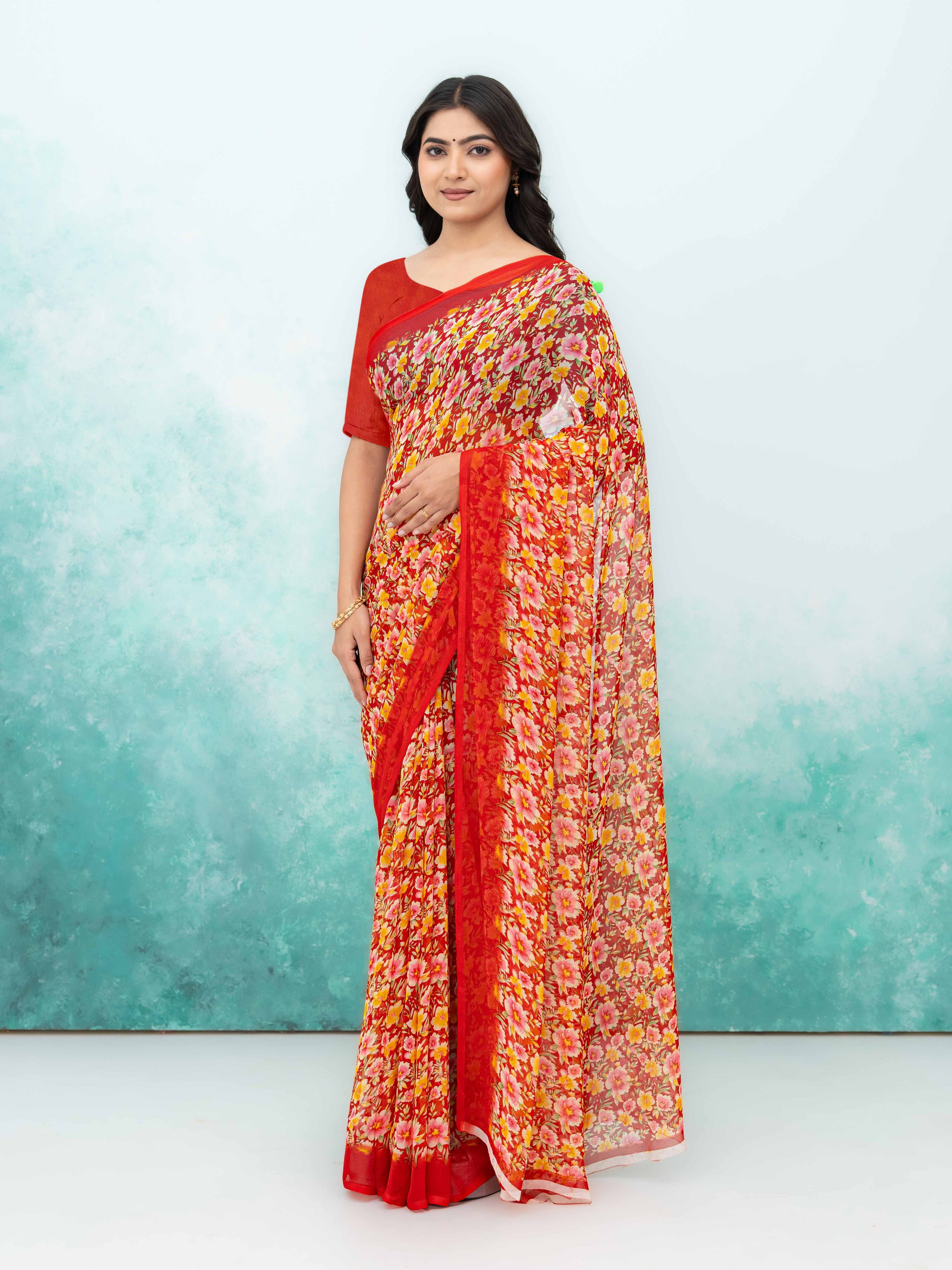 Red Georgette Saree