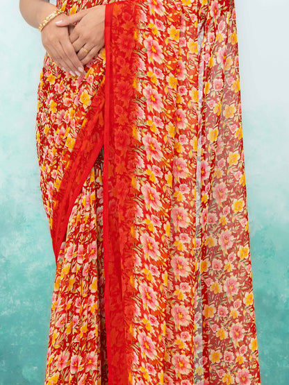 Red Georgette Saree