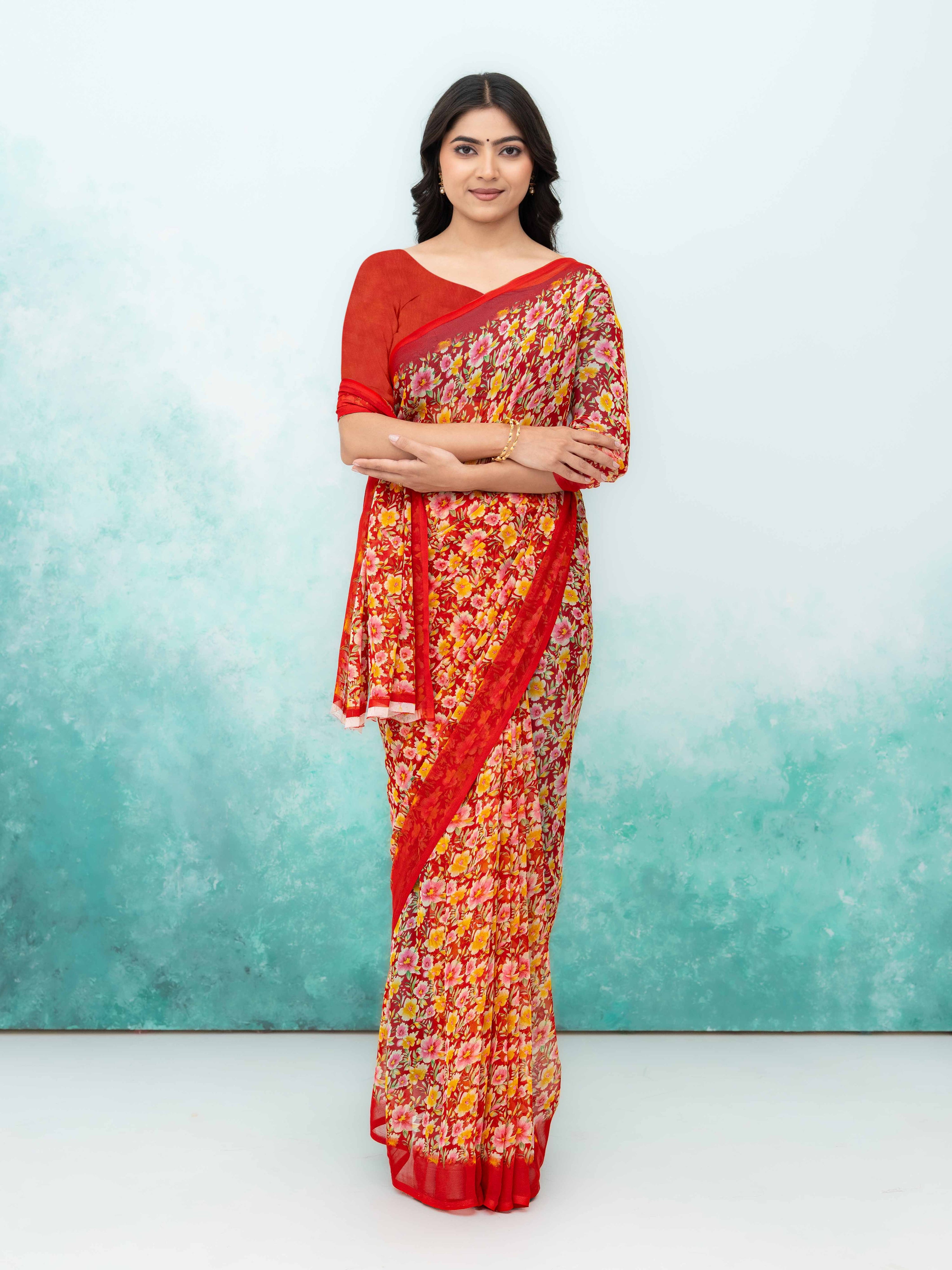 Red Georgette Saree