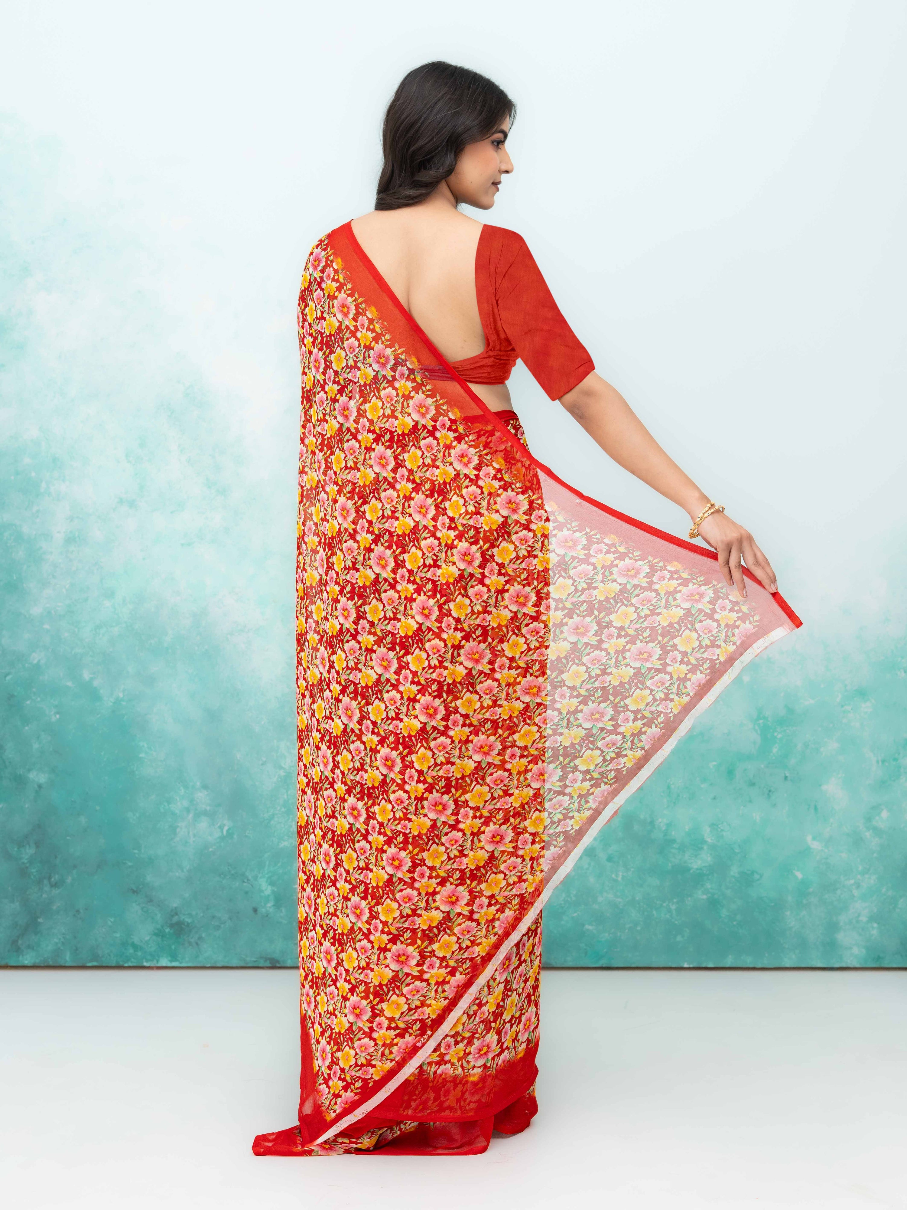 Red Georgette Saree
