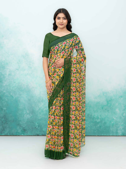 Olive Green Georgette Saree
