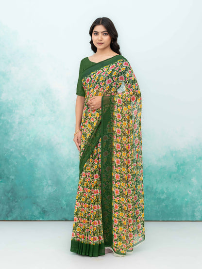 Olive Green Georgette Saree