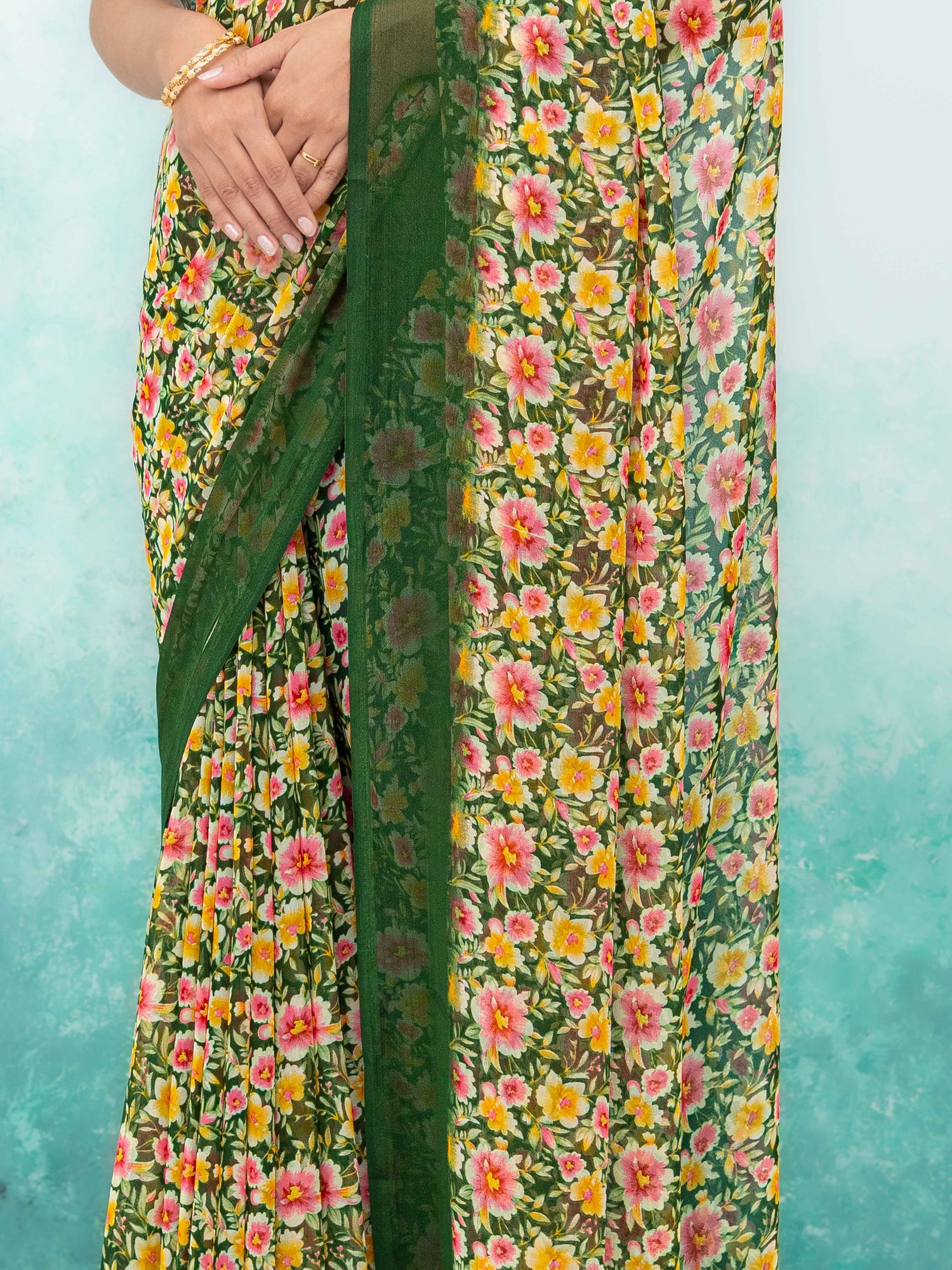 Olive Green Georgette Saree