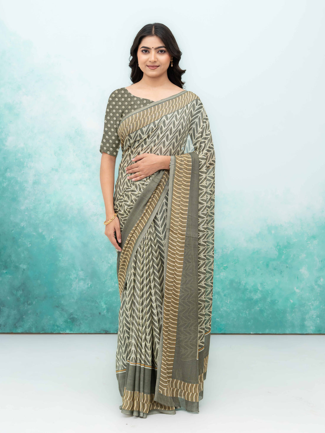 Green Chiffon Saree