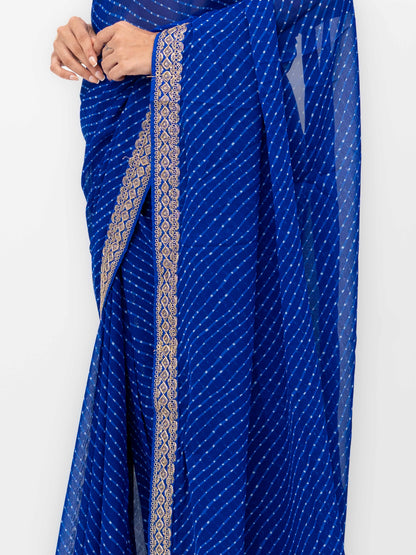 Leher Royal Blue Soft Georgette Leheriya Saree