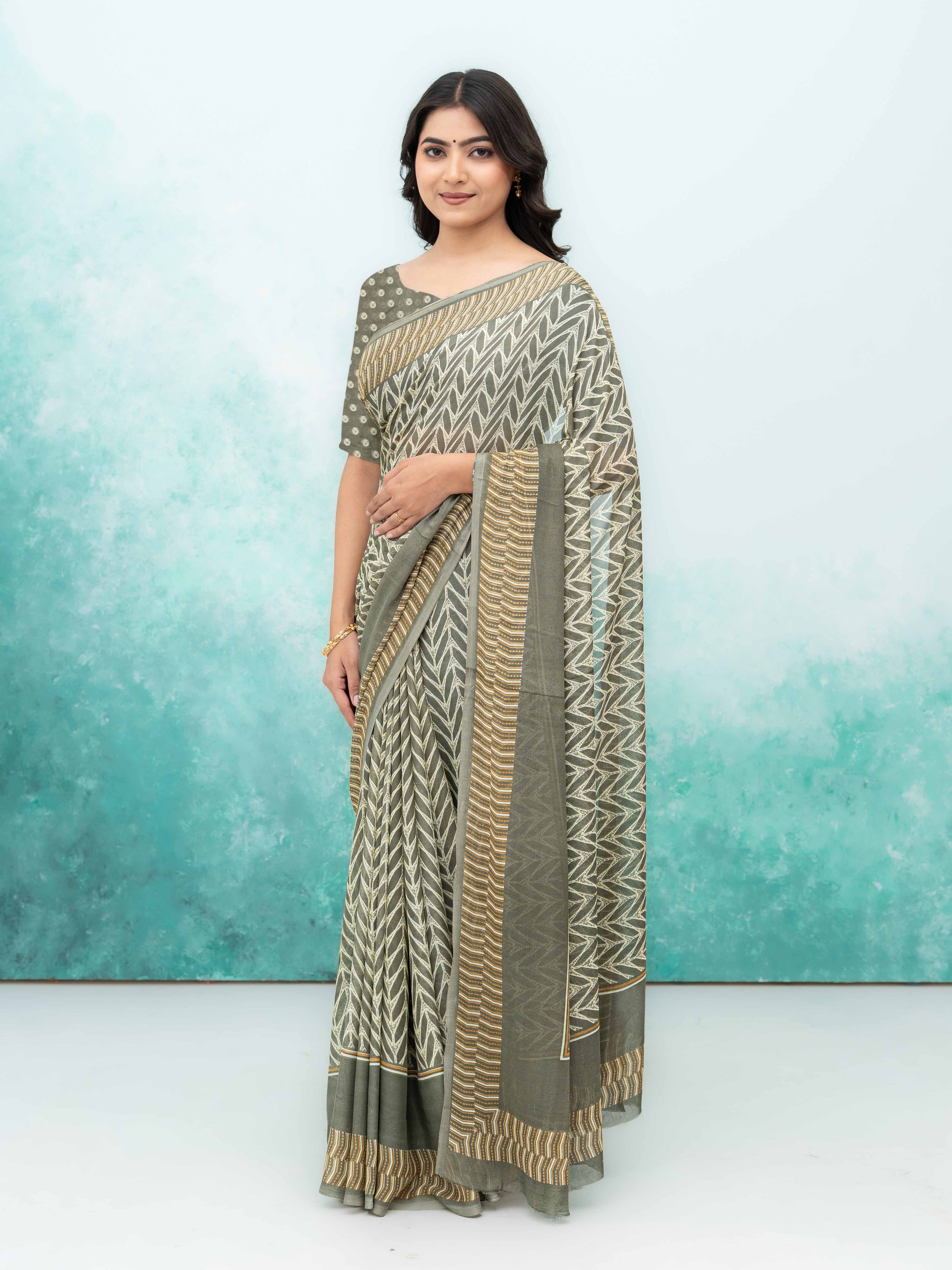 Green Chiffon Saree