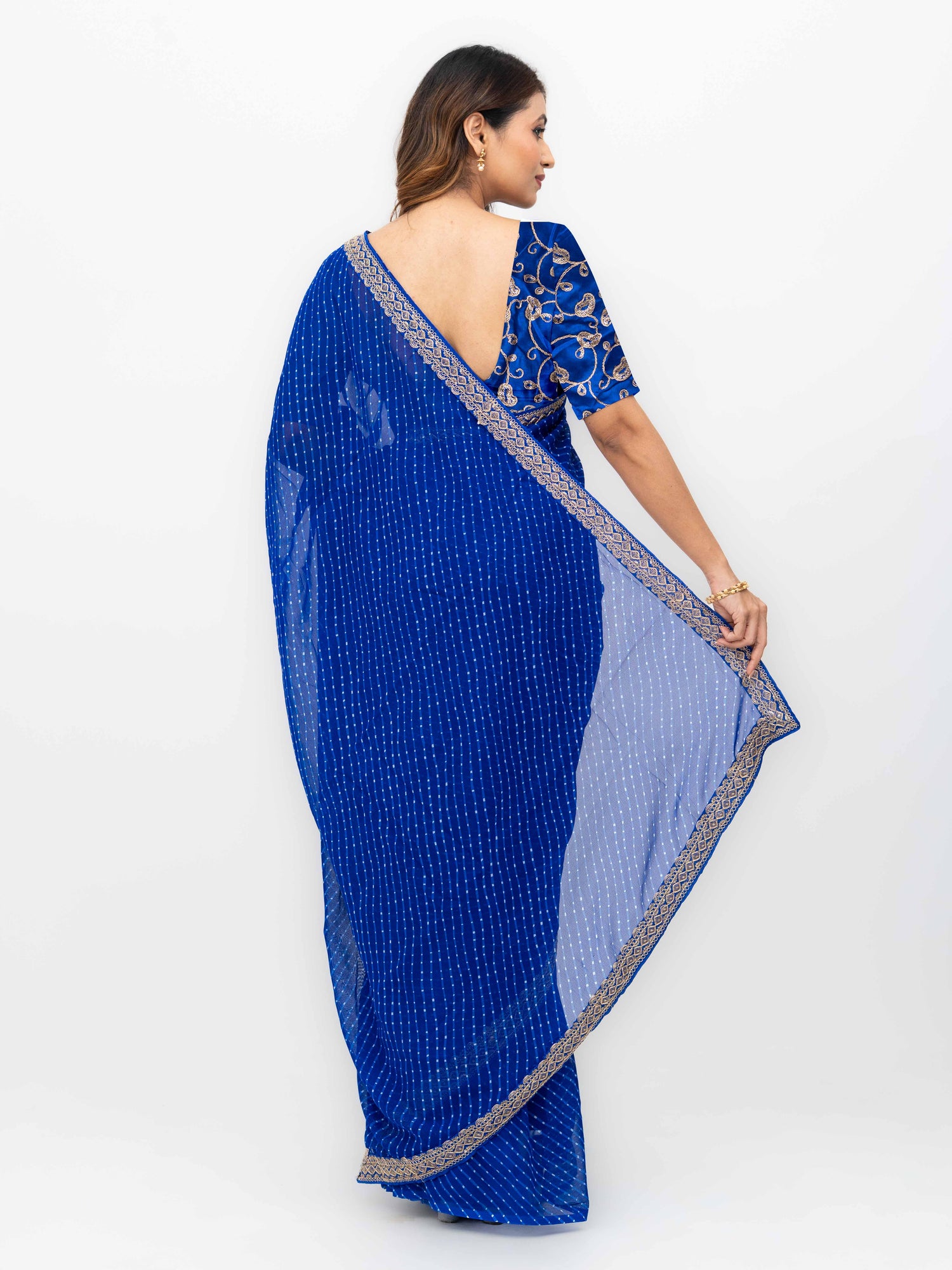 Leher Royal Blue Soft Georgette Leheriya Saree