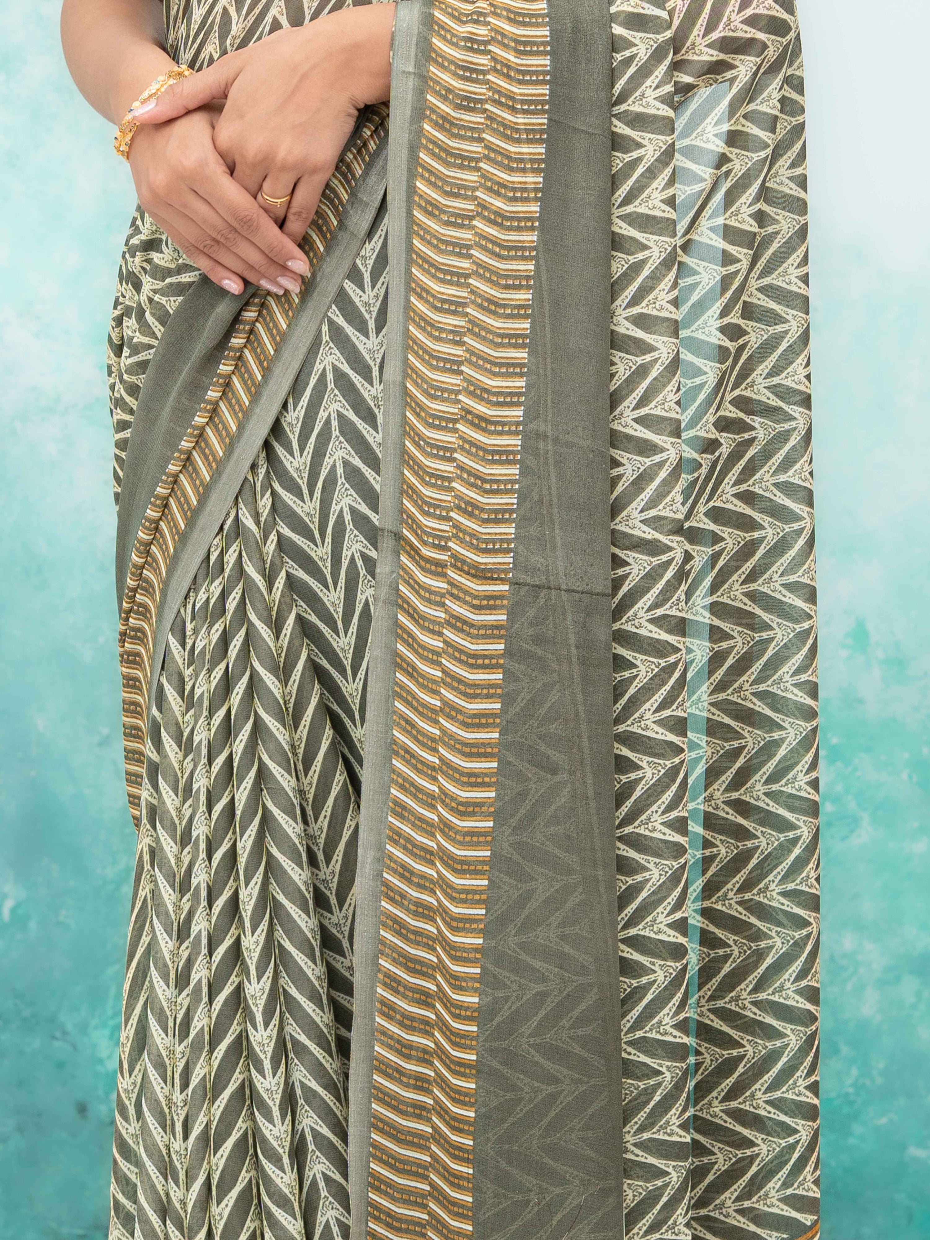 Green Chiffon Saree