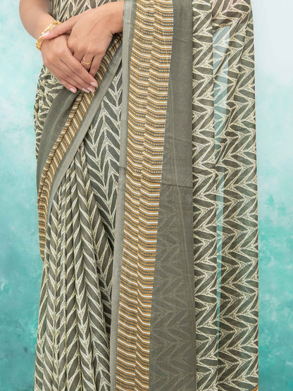 Green Chiffon Saree