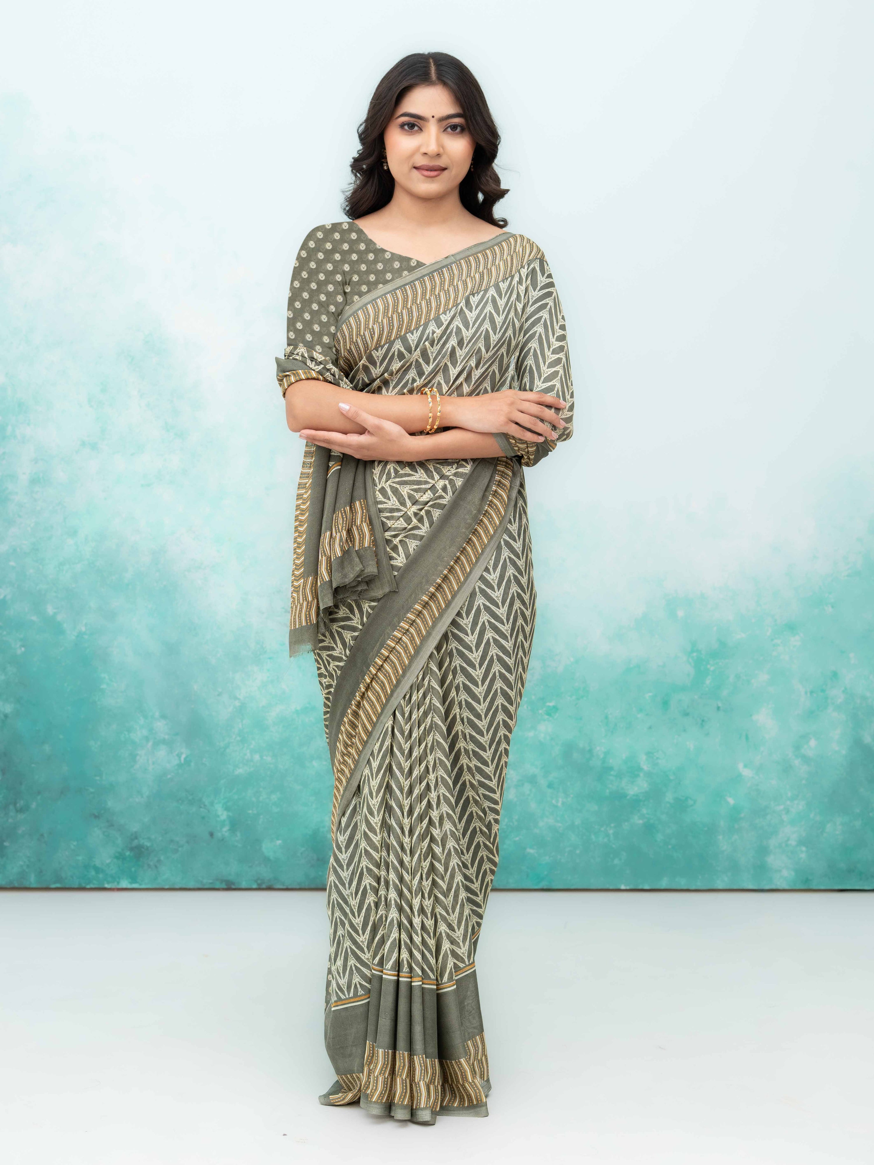 Green Chiffon Saree