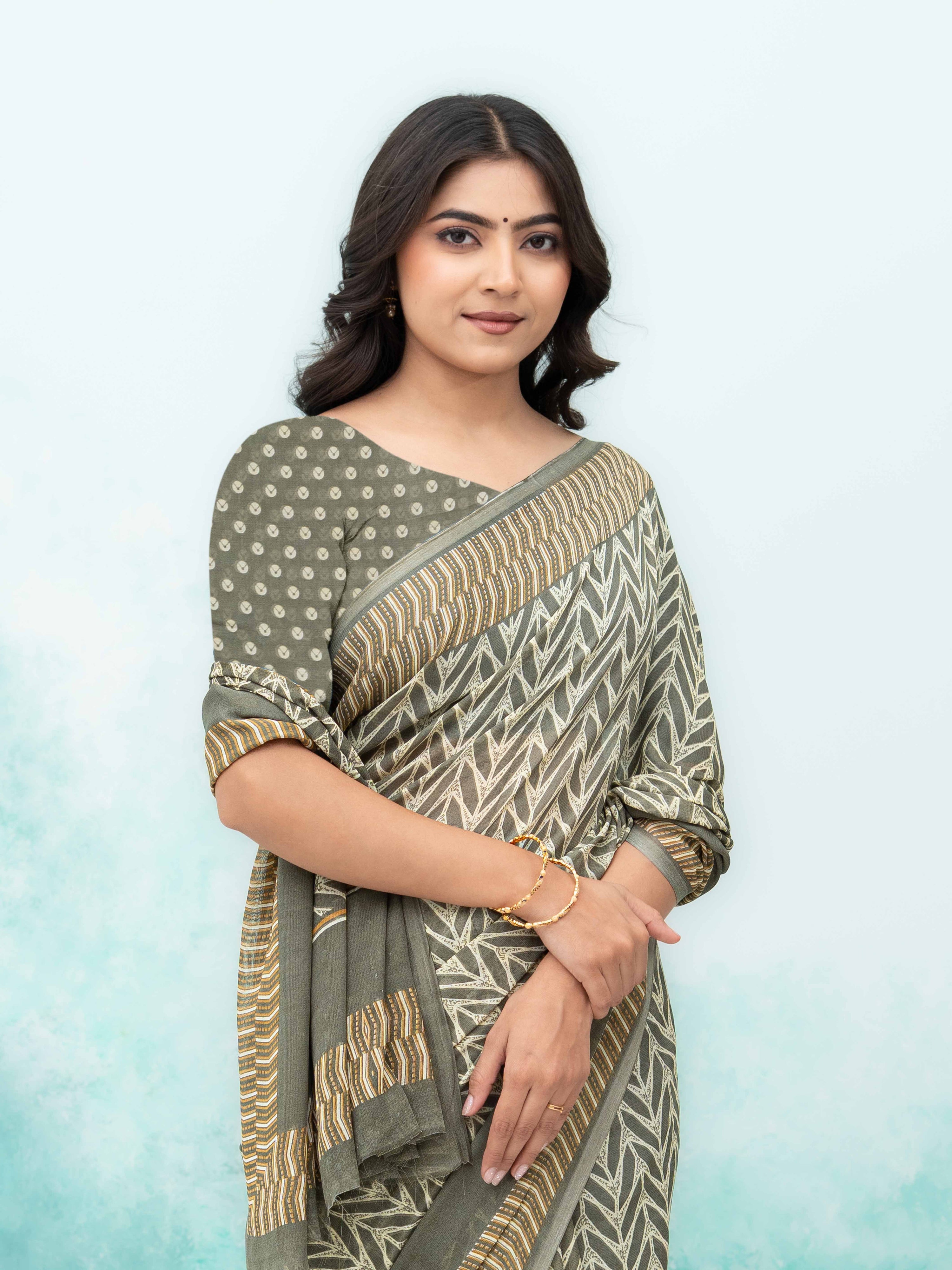 Green Chiffon Saree
