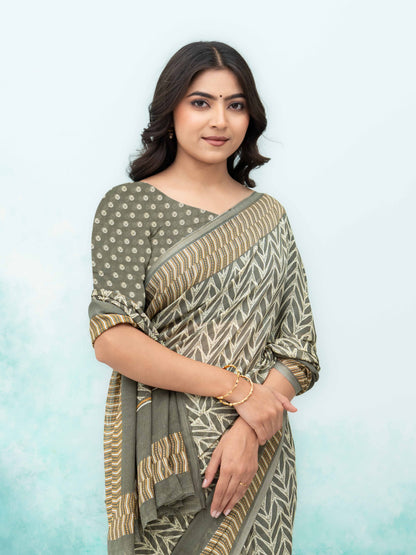 Green Chiffon Saree