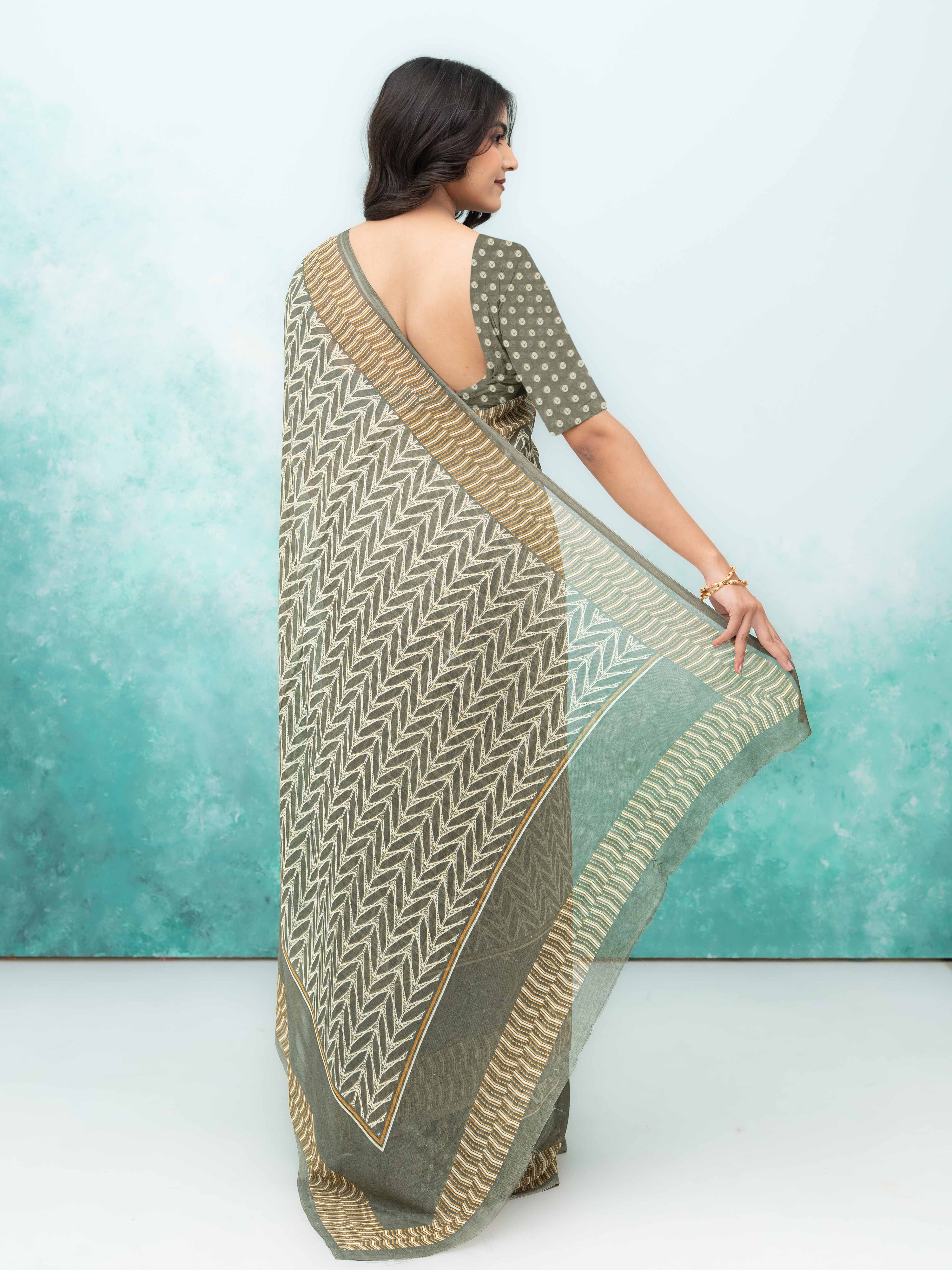 Green Chiffon Saree
