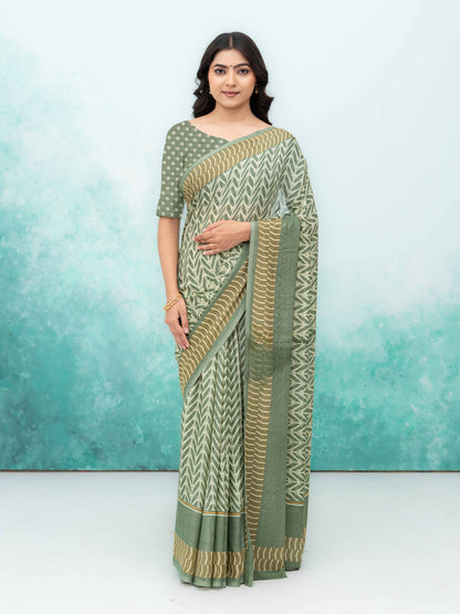 Olive Green Chiffon Saree