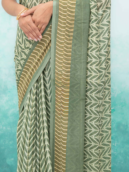 Olive Green Chiffon Saree