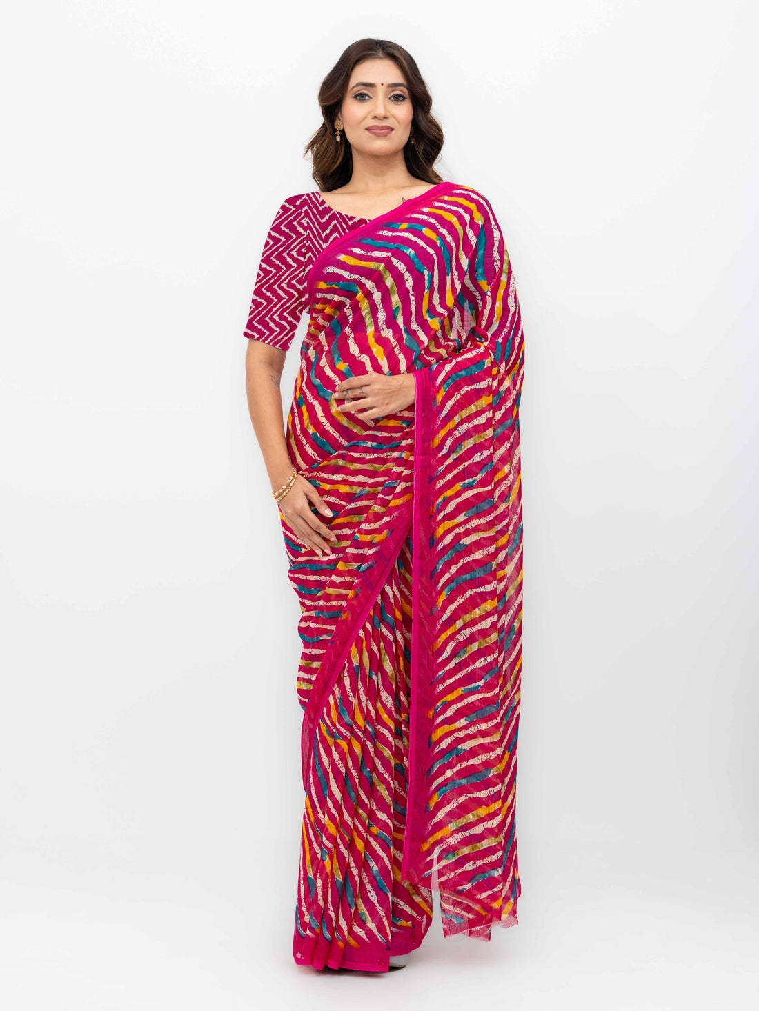 Pink Georgette Saree