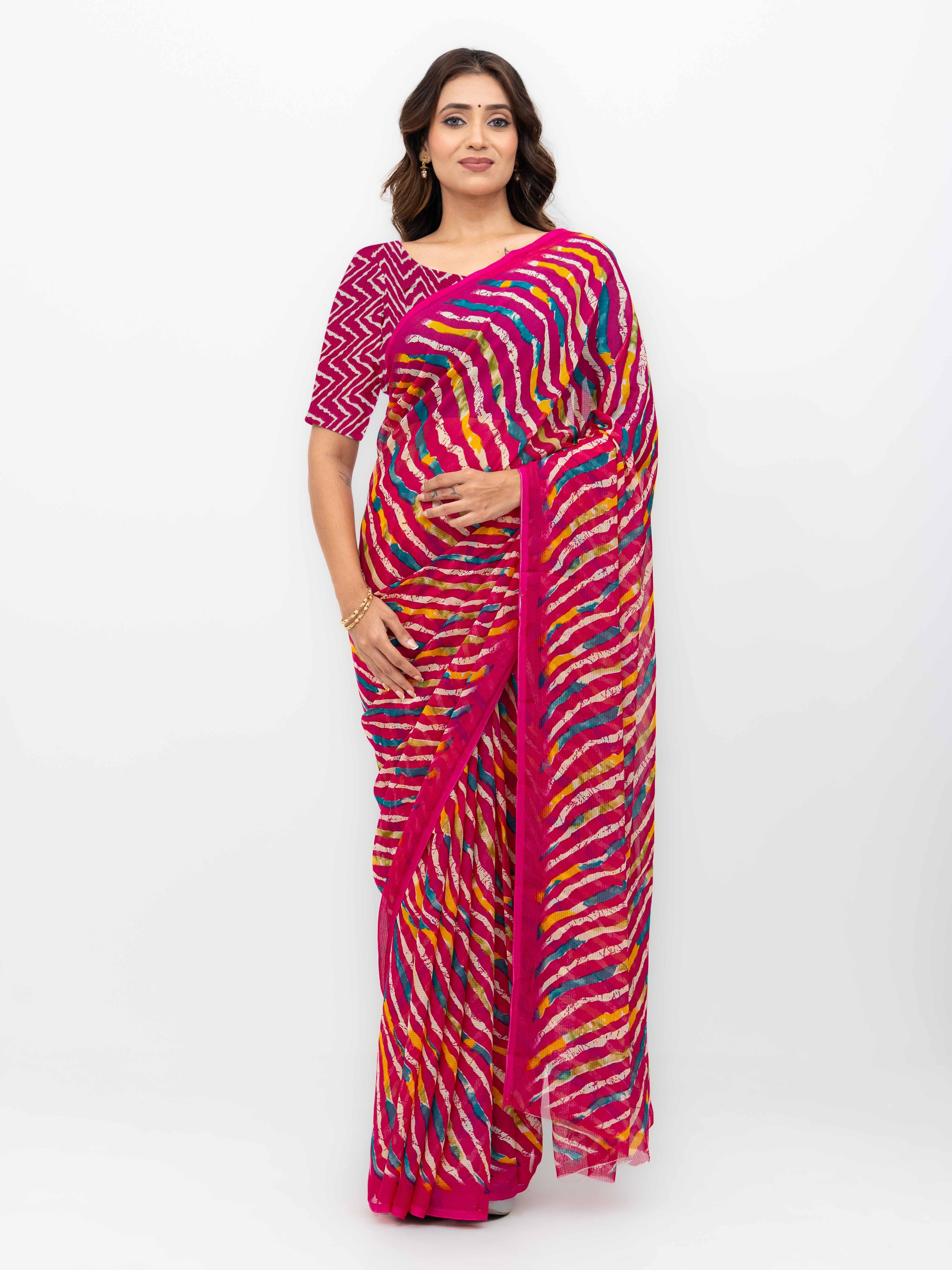 Pink Georgette Saree