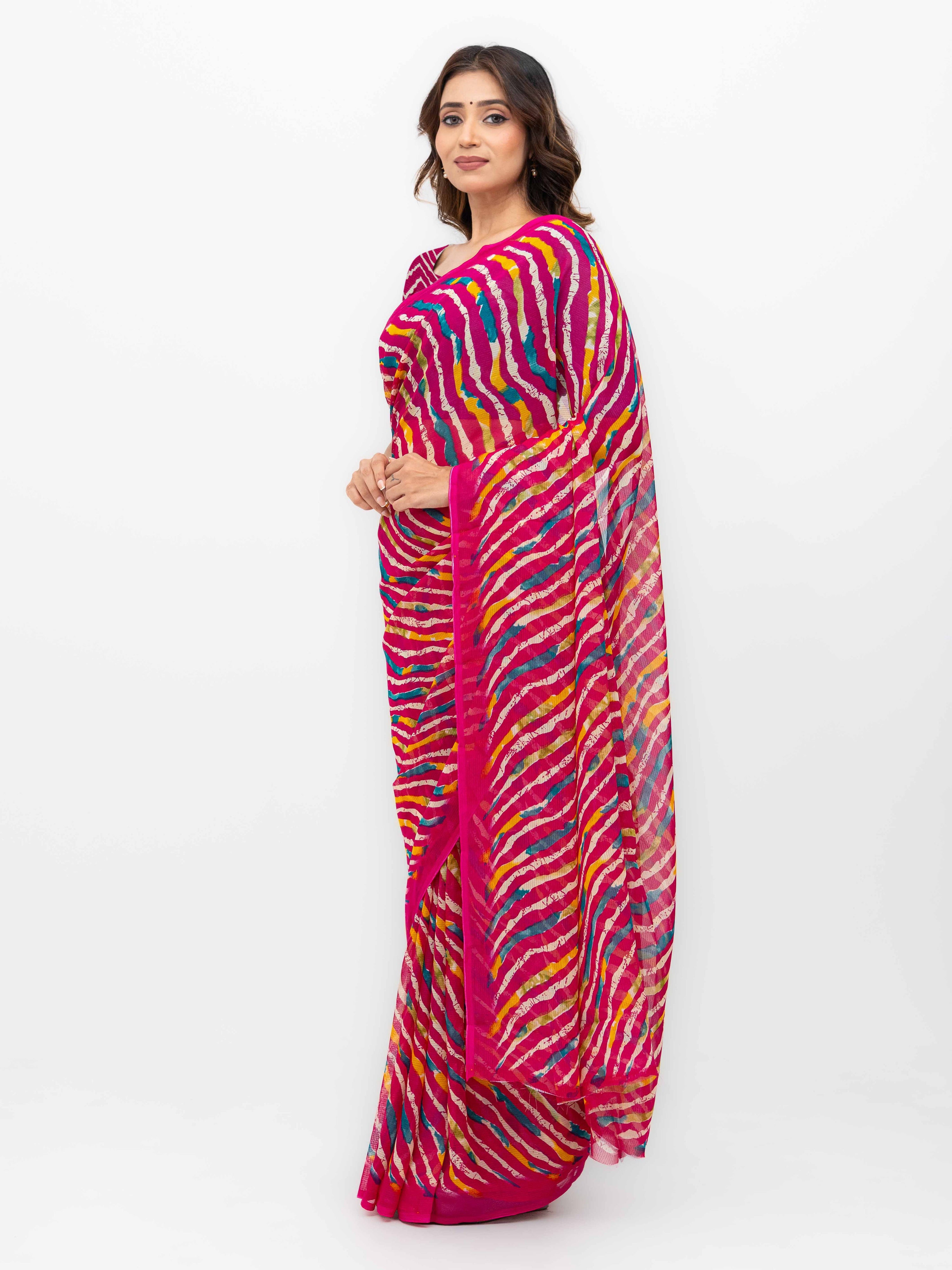 Pink Georgette Saree