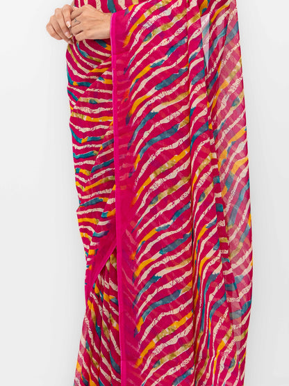 Pink Georgette Saree