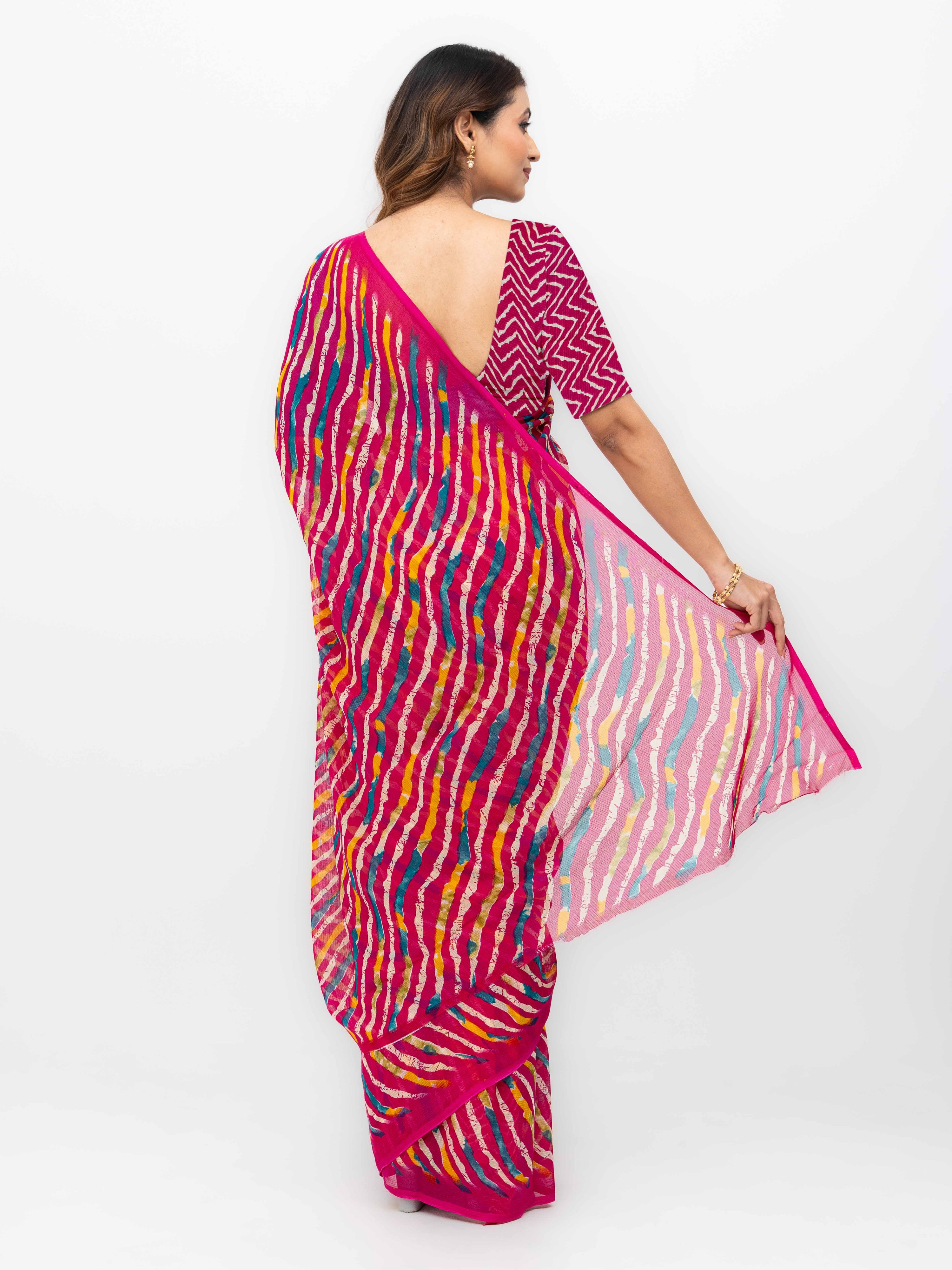 Pink Georgette Saree