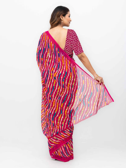 Pink Georgette Saree