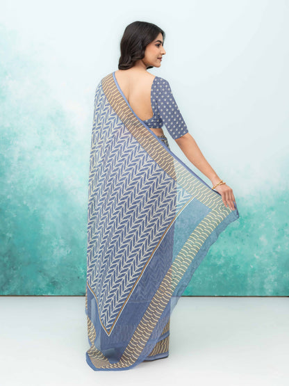 Blue Chiffon Saree