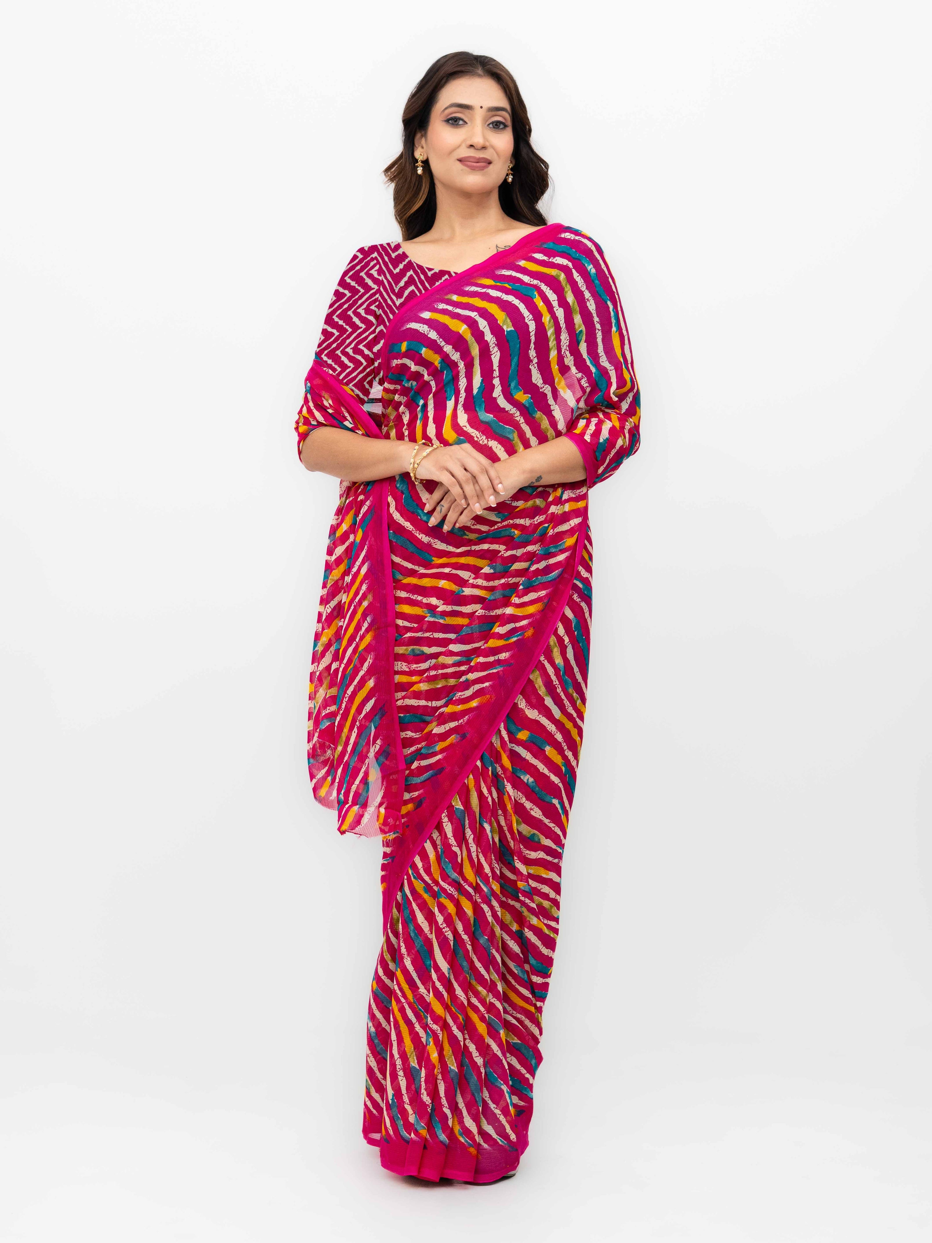 Pink Georgette Saree