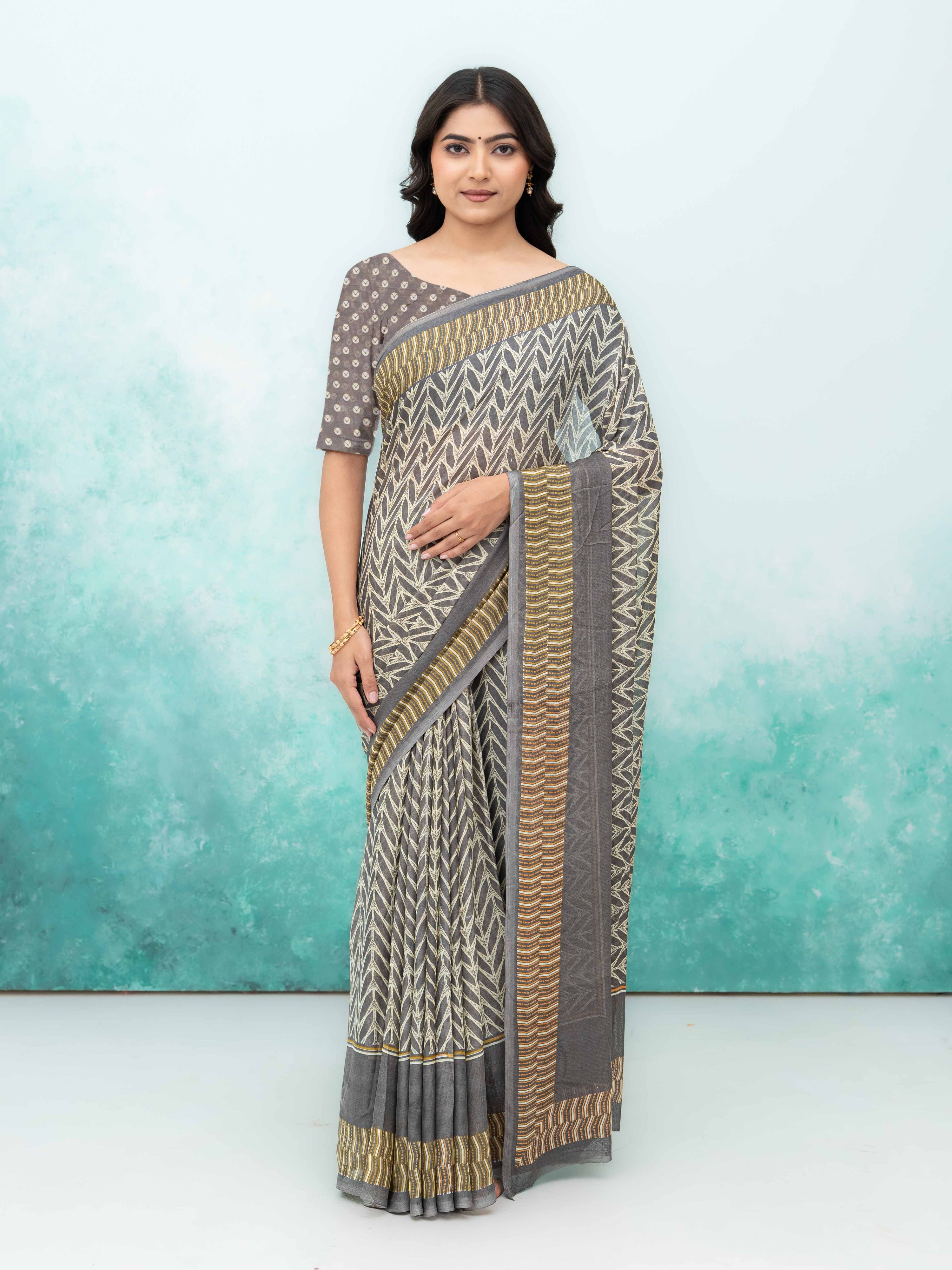 Gray Chiffon Saree