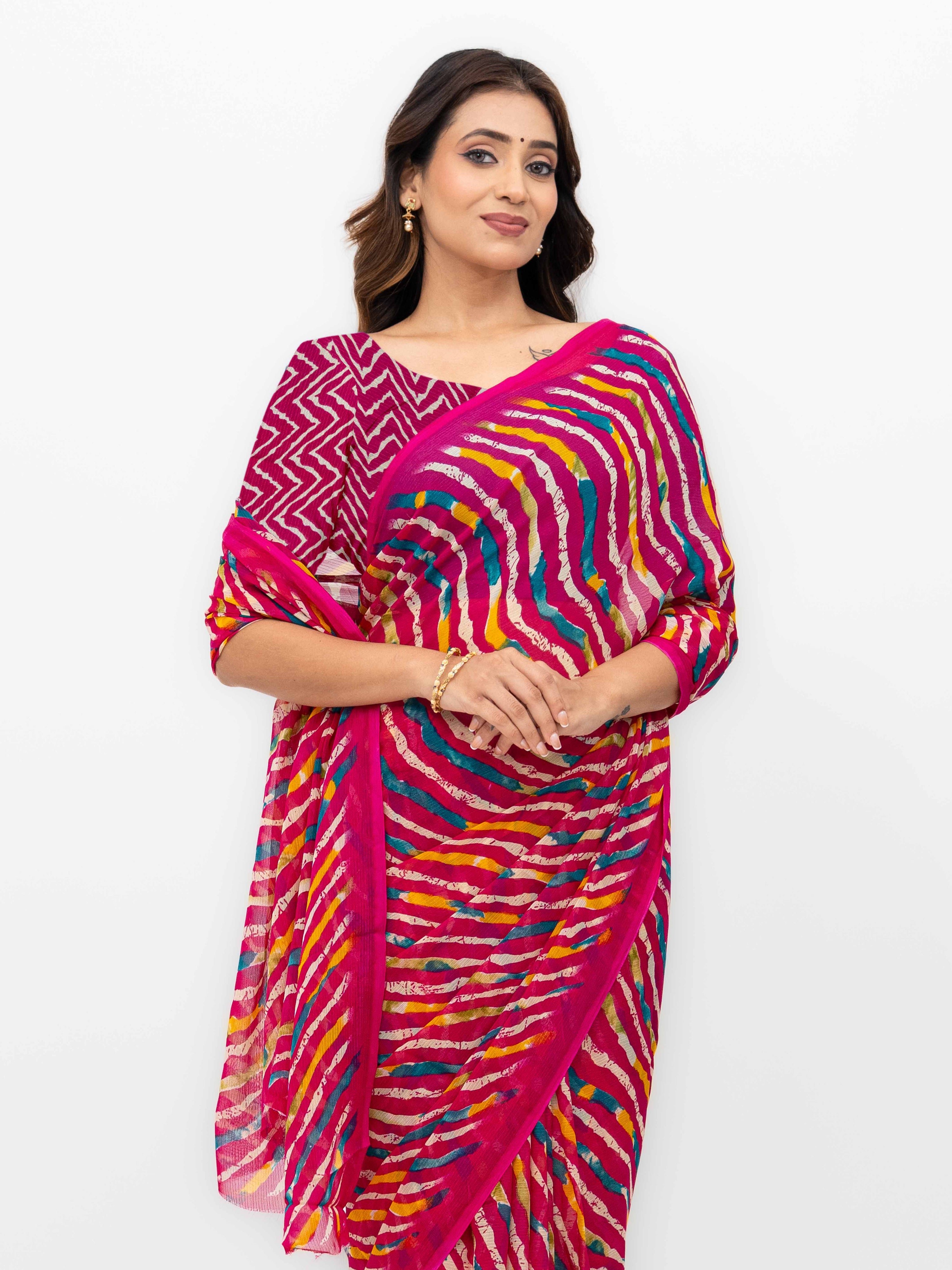 Pink Georgette Saree