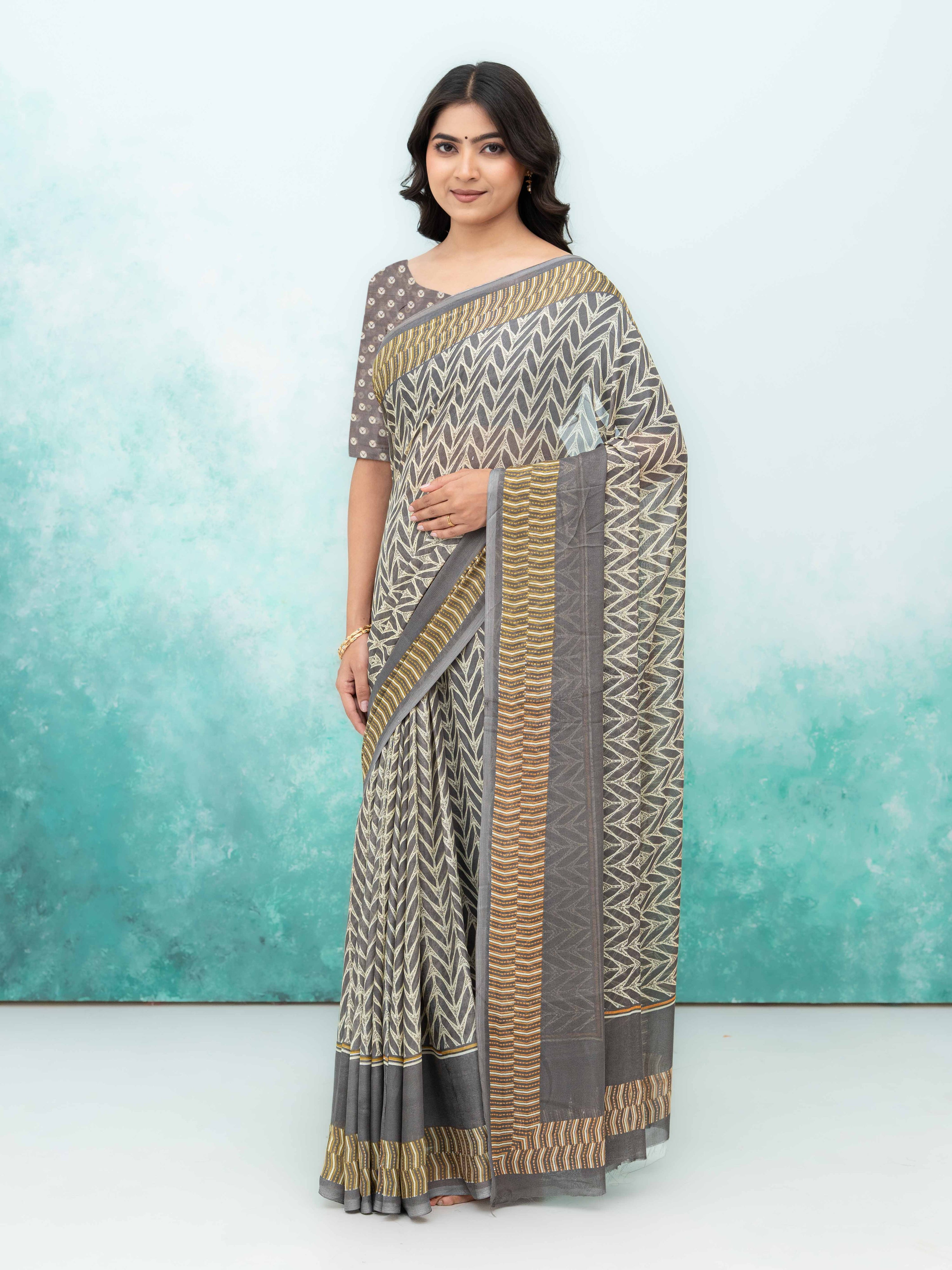 Gray Chiffon Saree