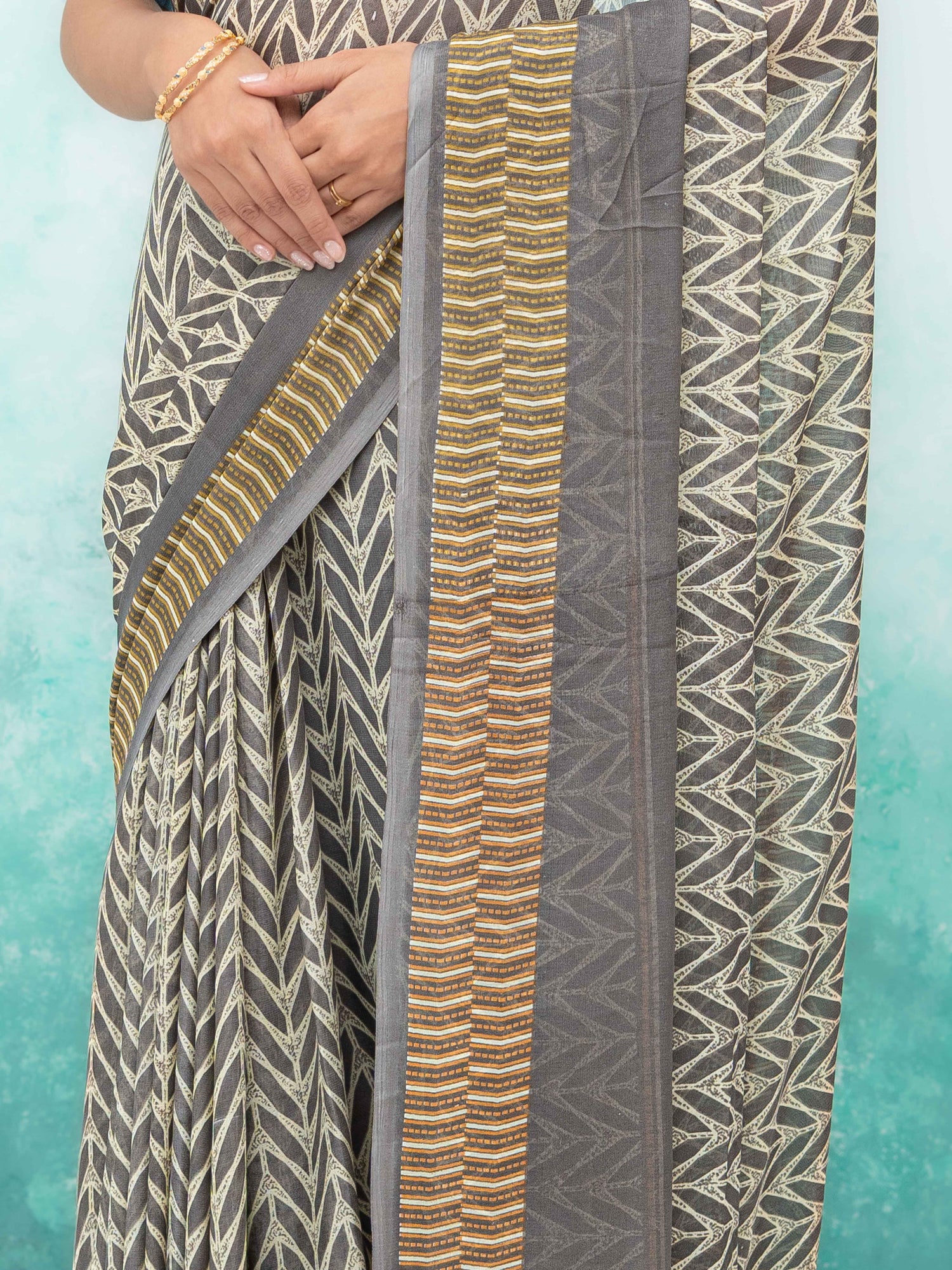 Gray Chiffon Saree