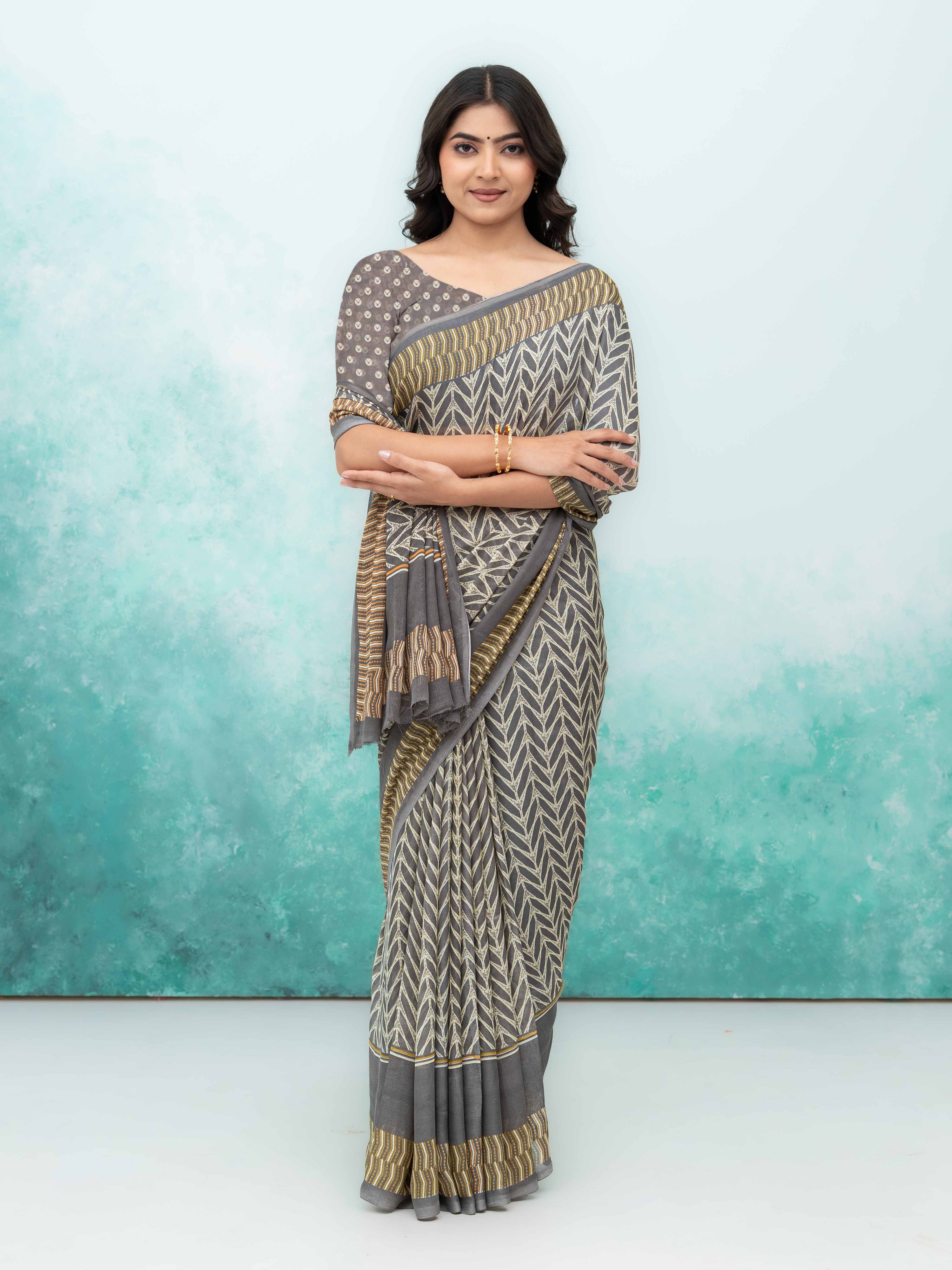 Gray Chiffon Saree