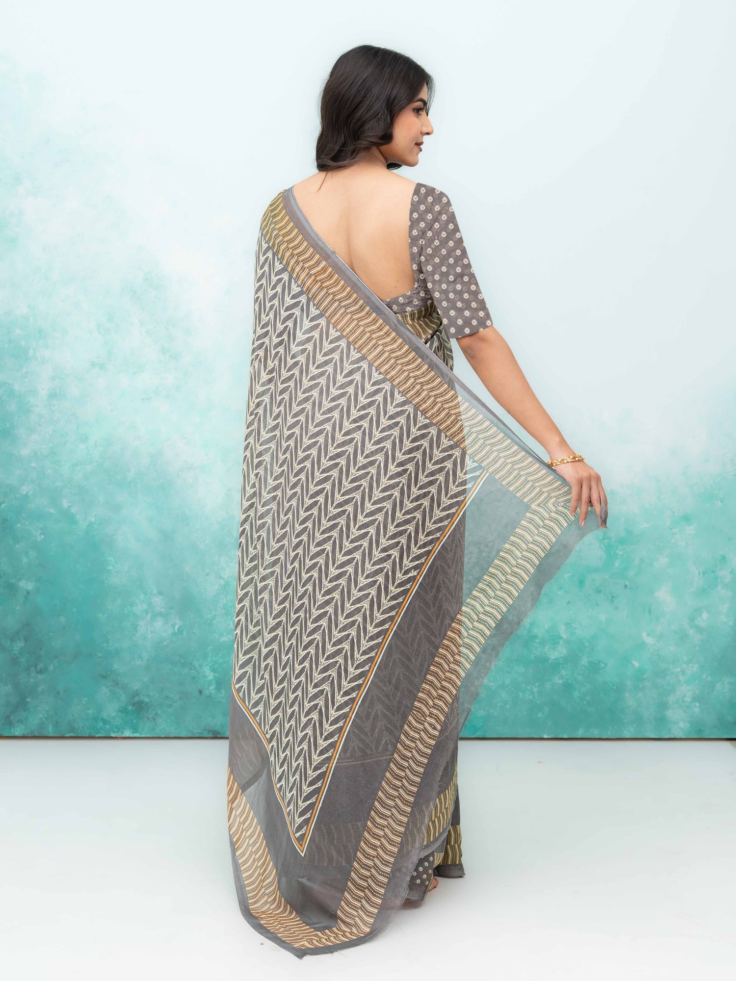 Gray Chiffon Saree