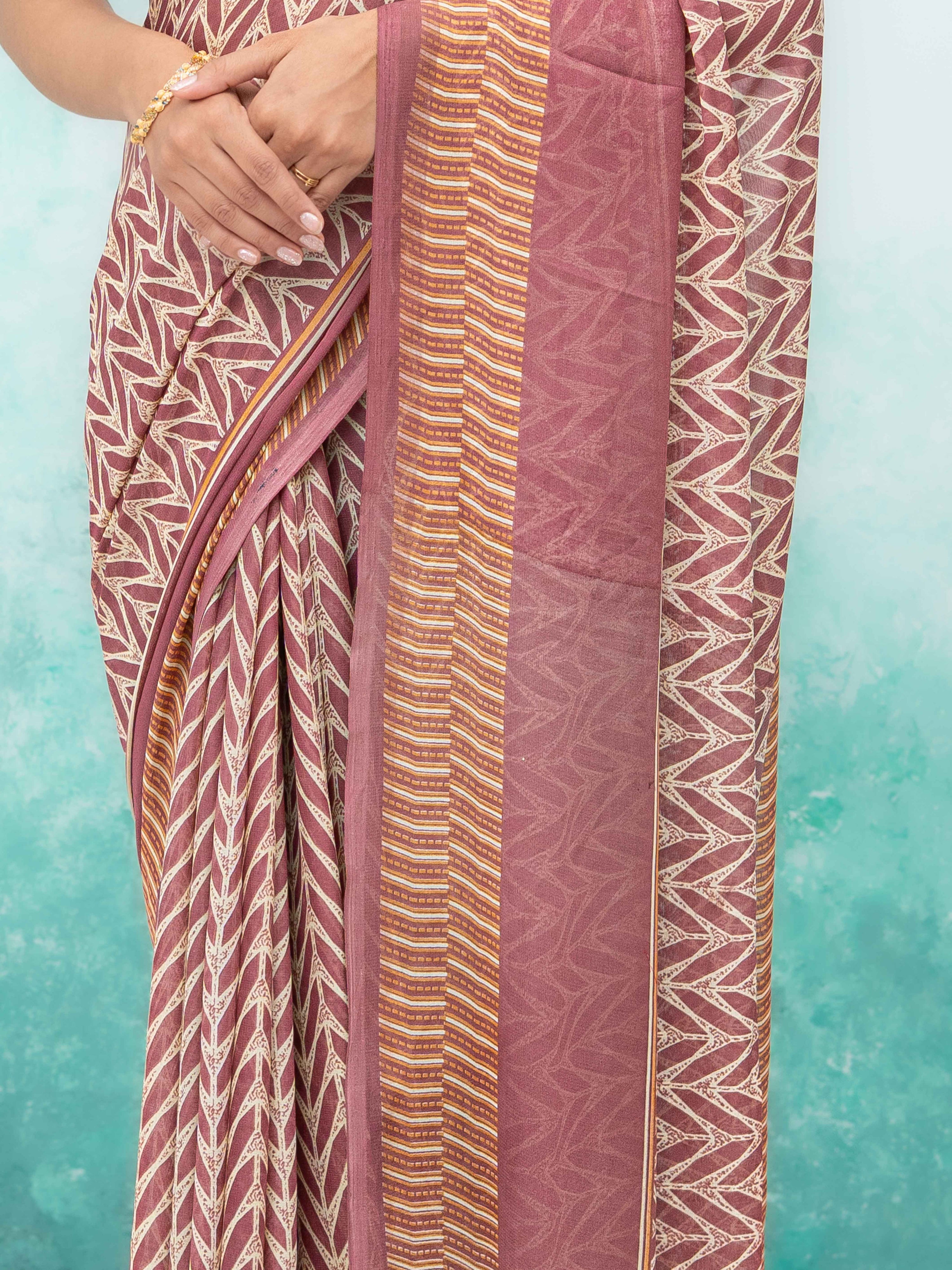 Rose Pink Chiffon Saree