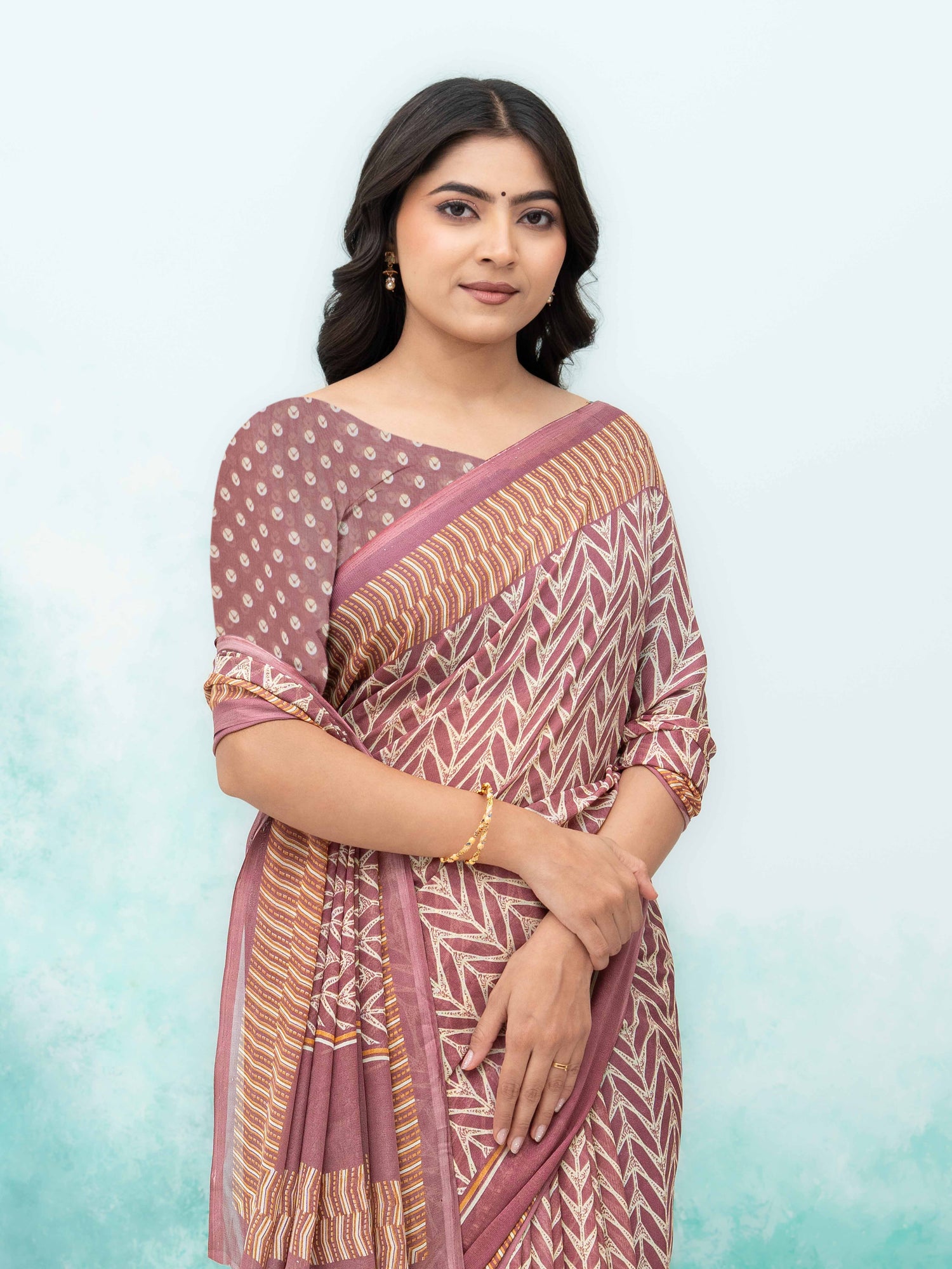 Rose Pink Chiffon Saree