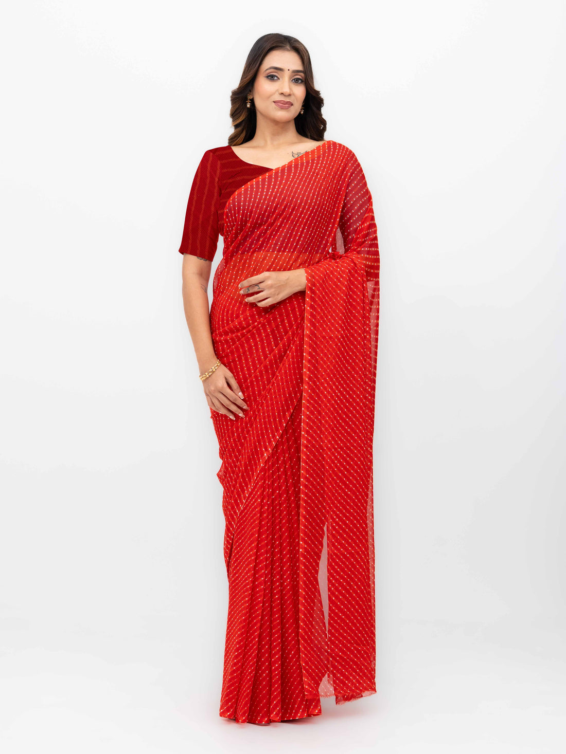 Red Chiffon Saree