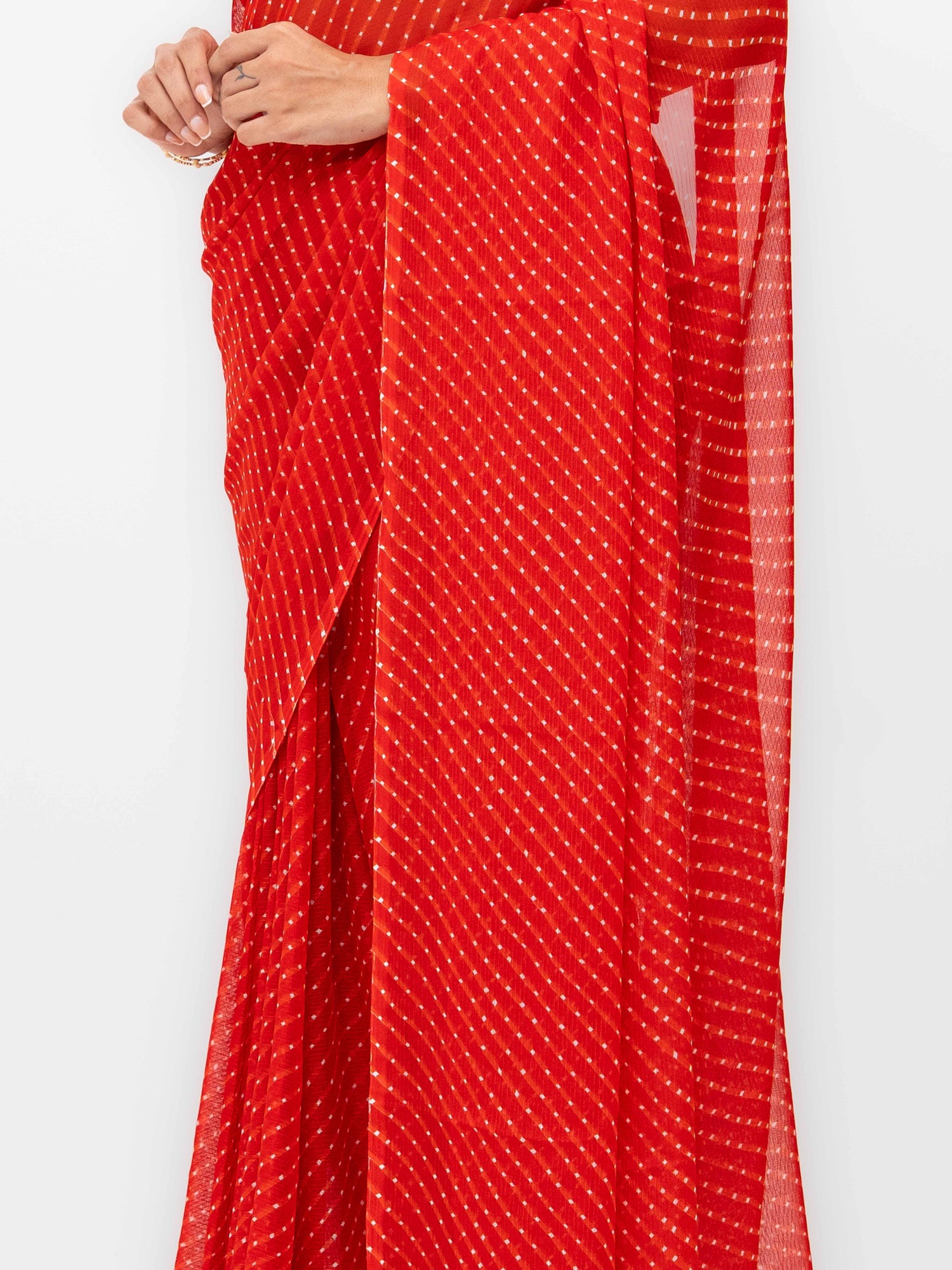 Red Chiffon Saree