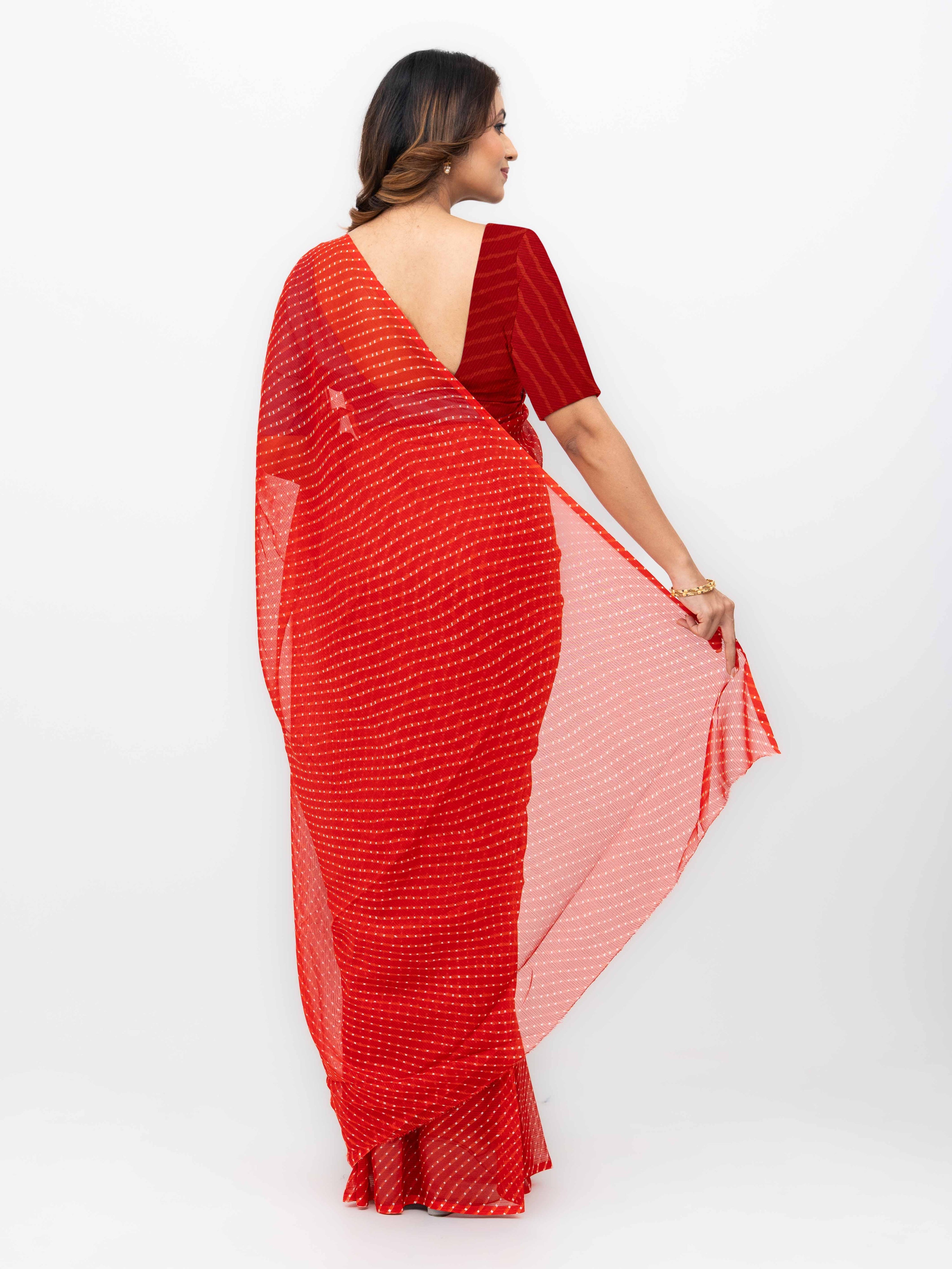 Red Chiffon Saree