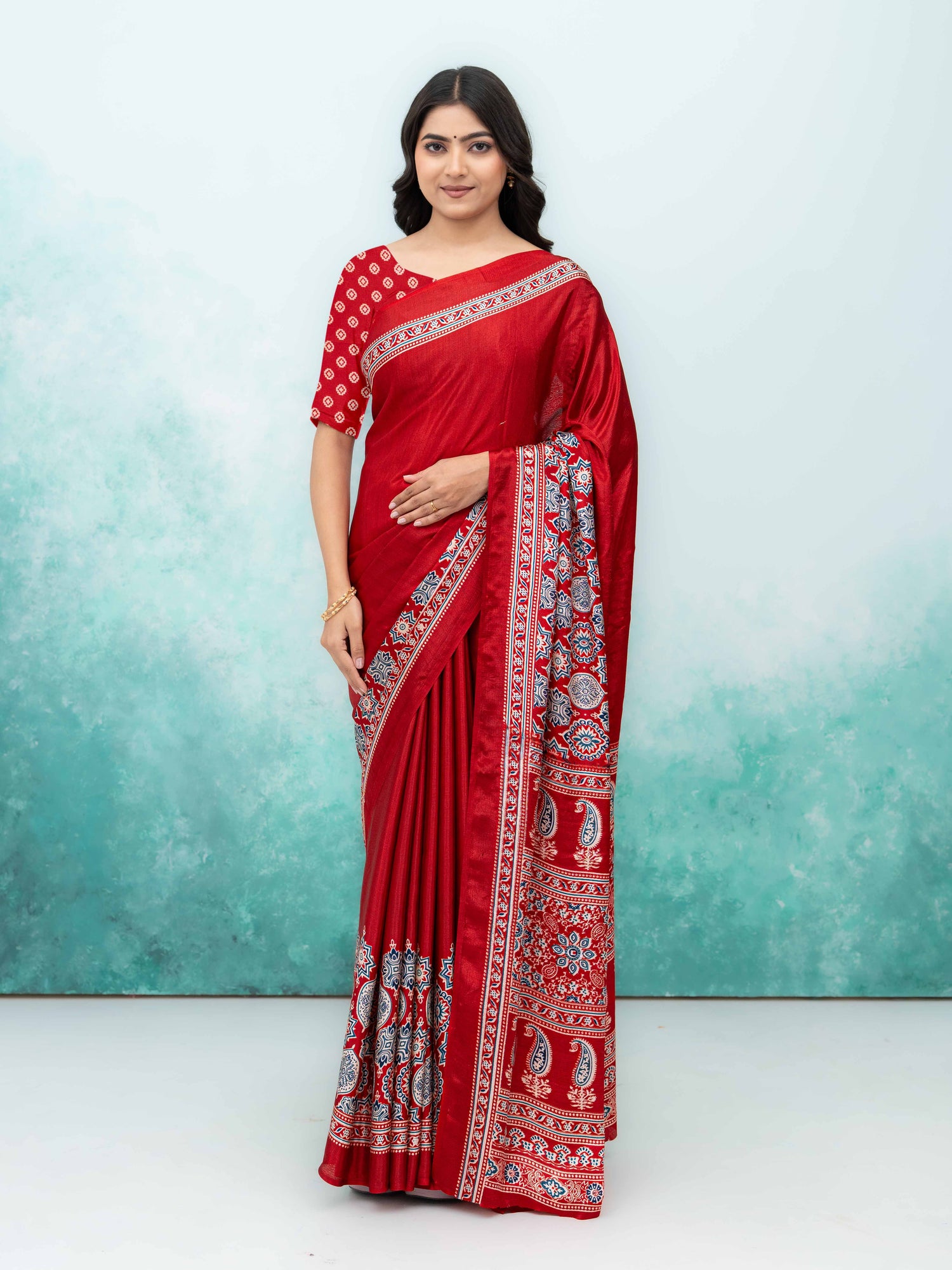 Maroon Crepe Saree