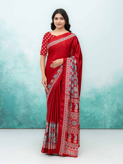 Maroon Crepe Saree