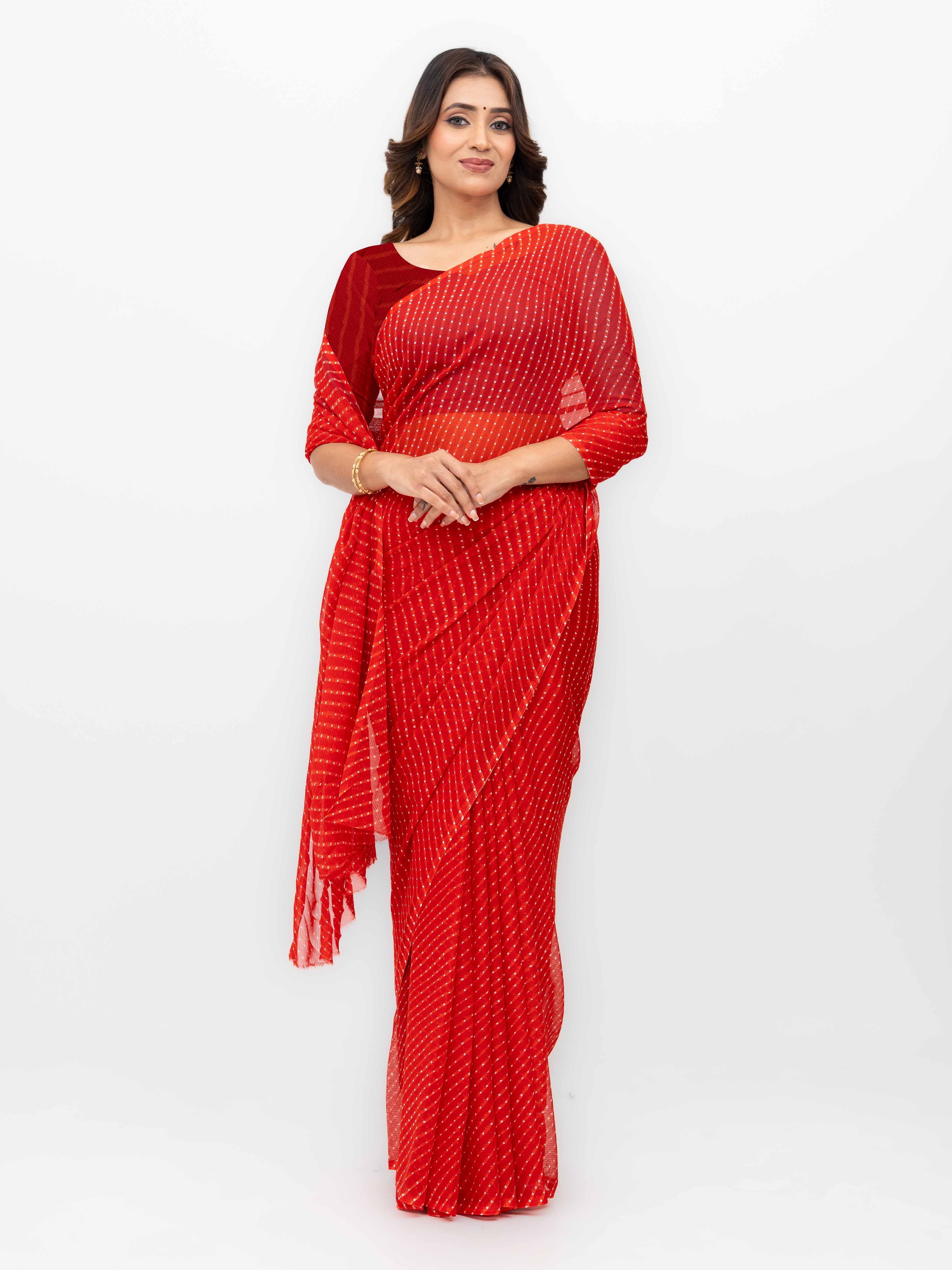 Red Chiffon Saree