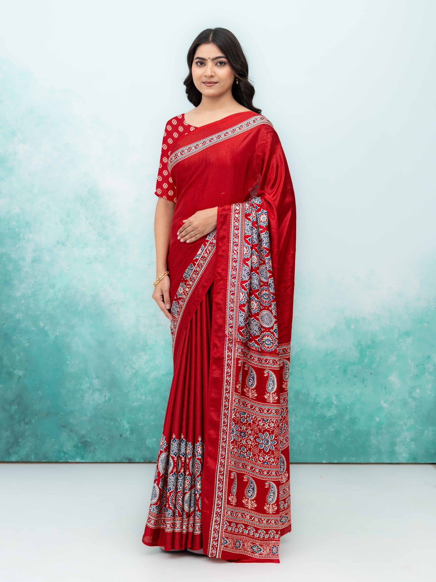 Maroon Crepe Saree