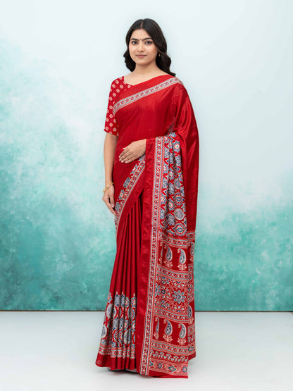 Maroon Crepe Saree