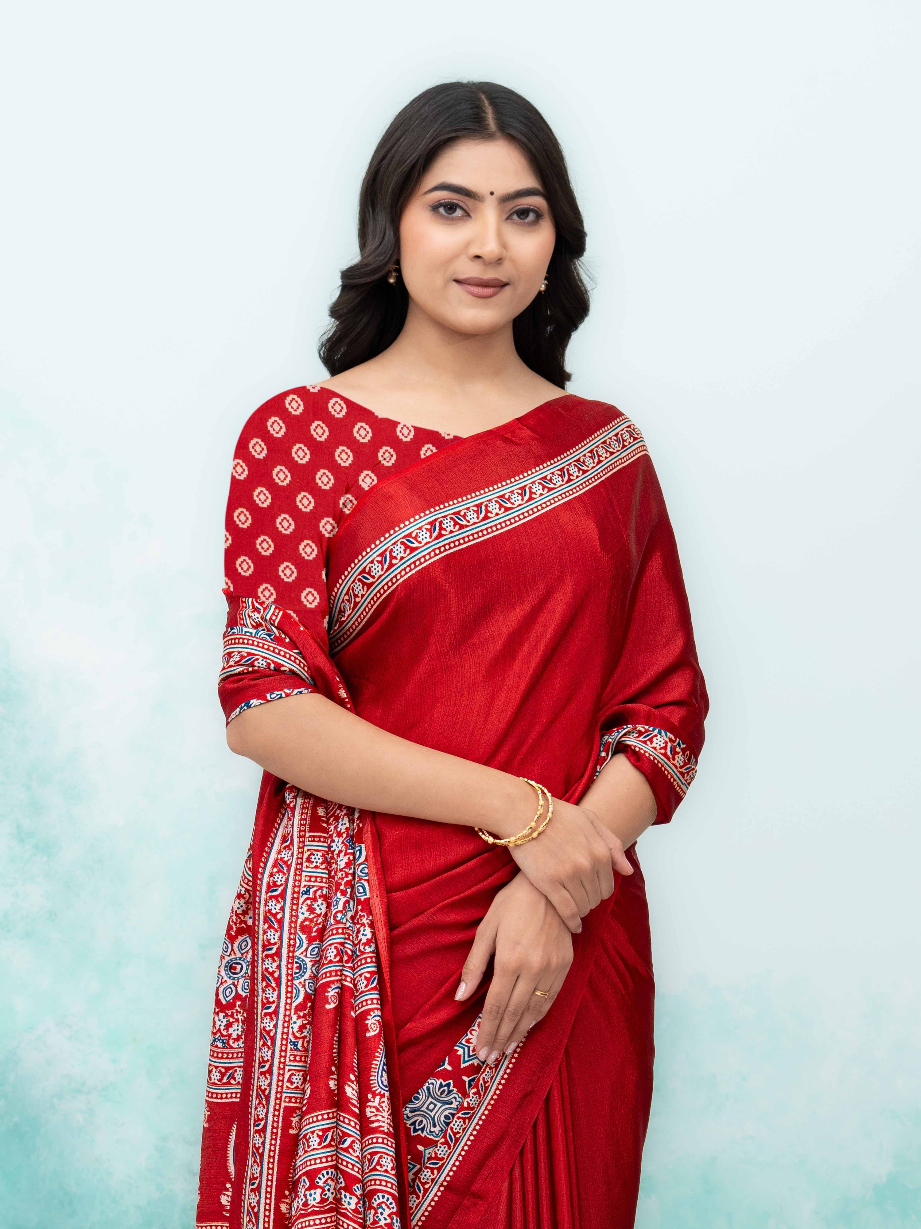 Maroon Crepe Saree