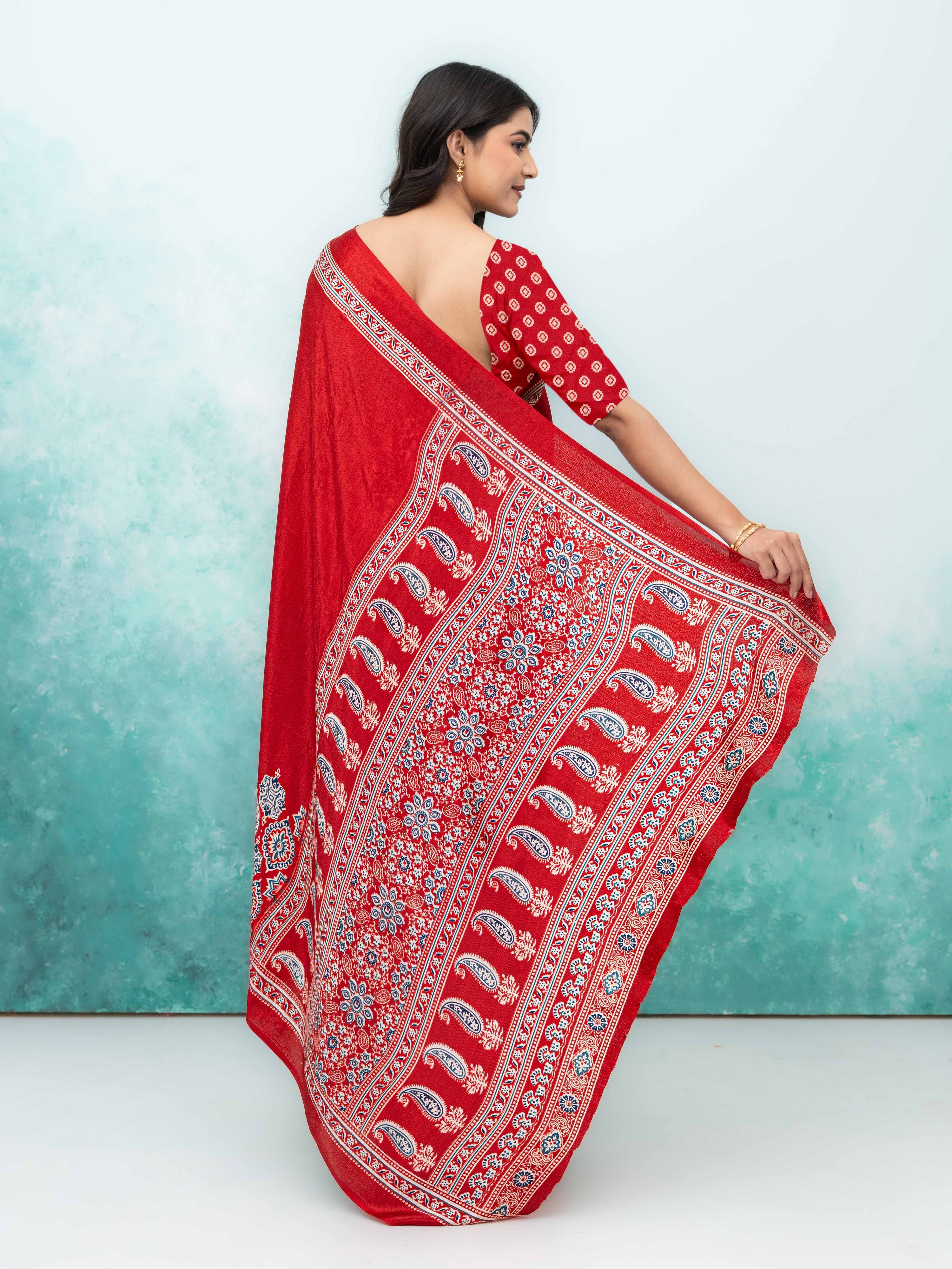 Maroon Crepe Saree