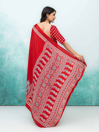 Maroon Crepe Saree