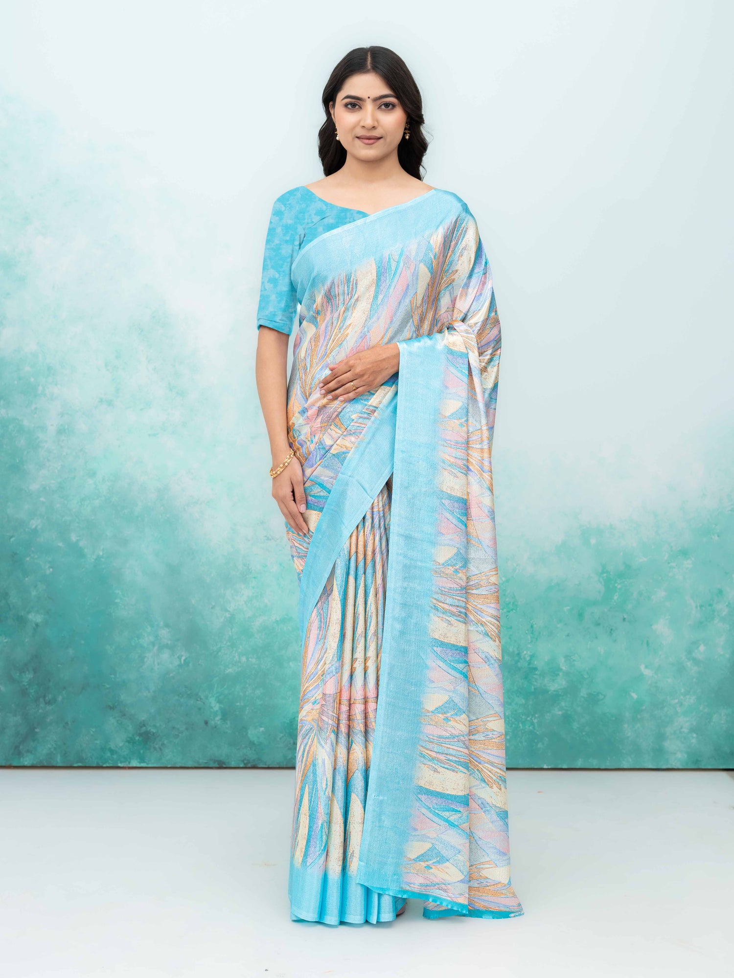 Sky Blue Turkey Silk Saree